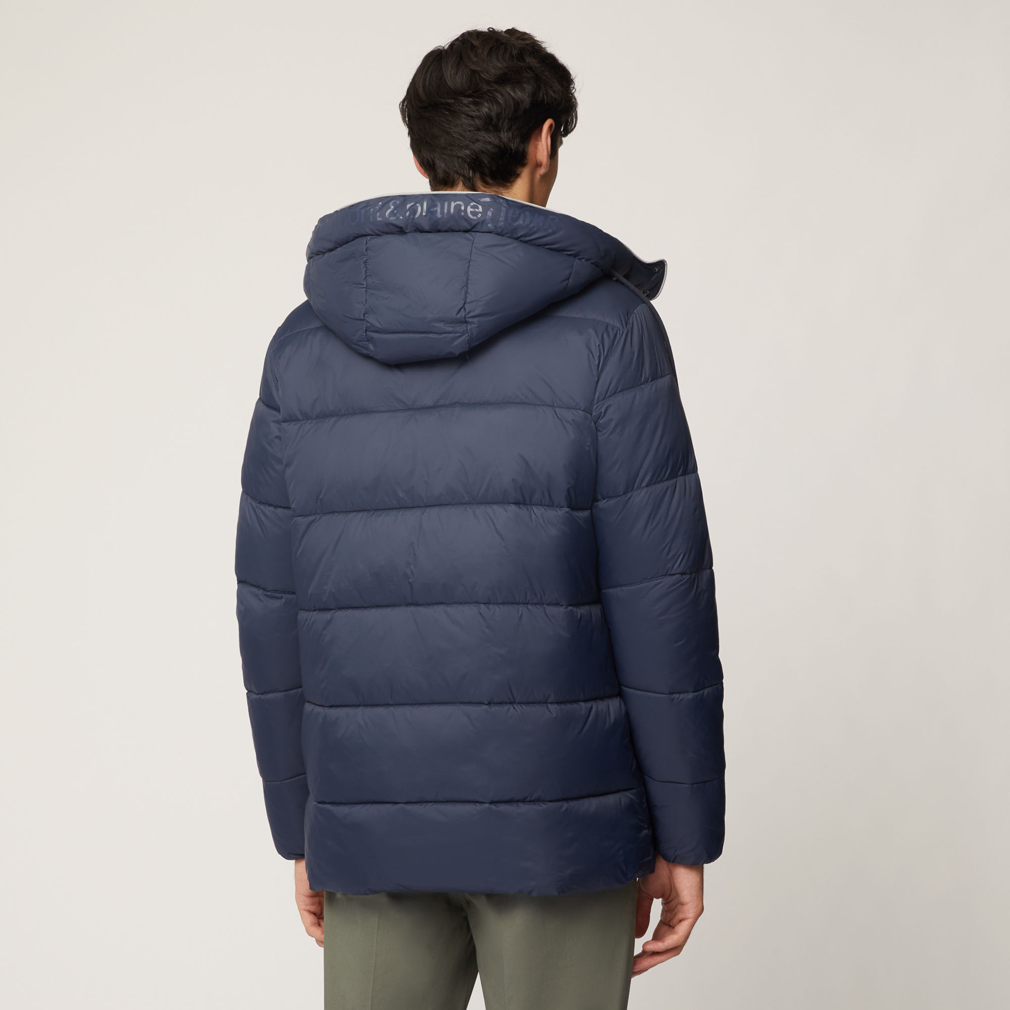 Giubbotto Dritto Con Cappuccio E Piping A Contrasto, Light Blue, large image number 1