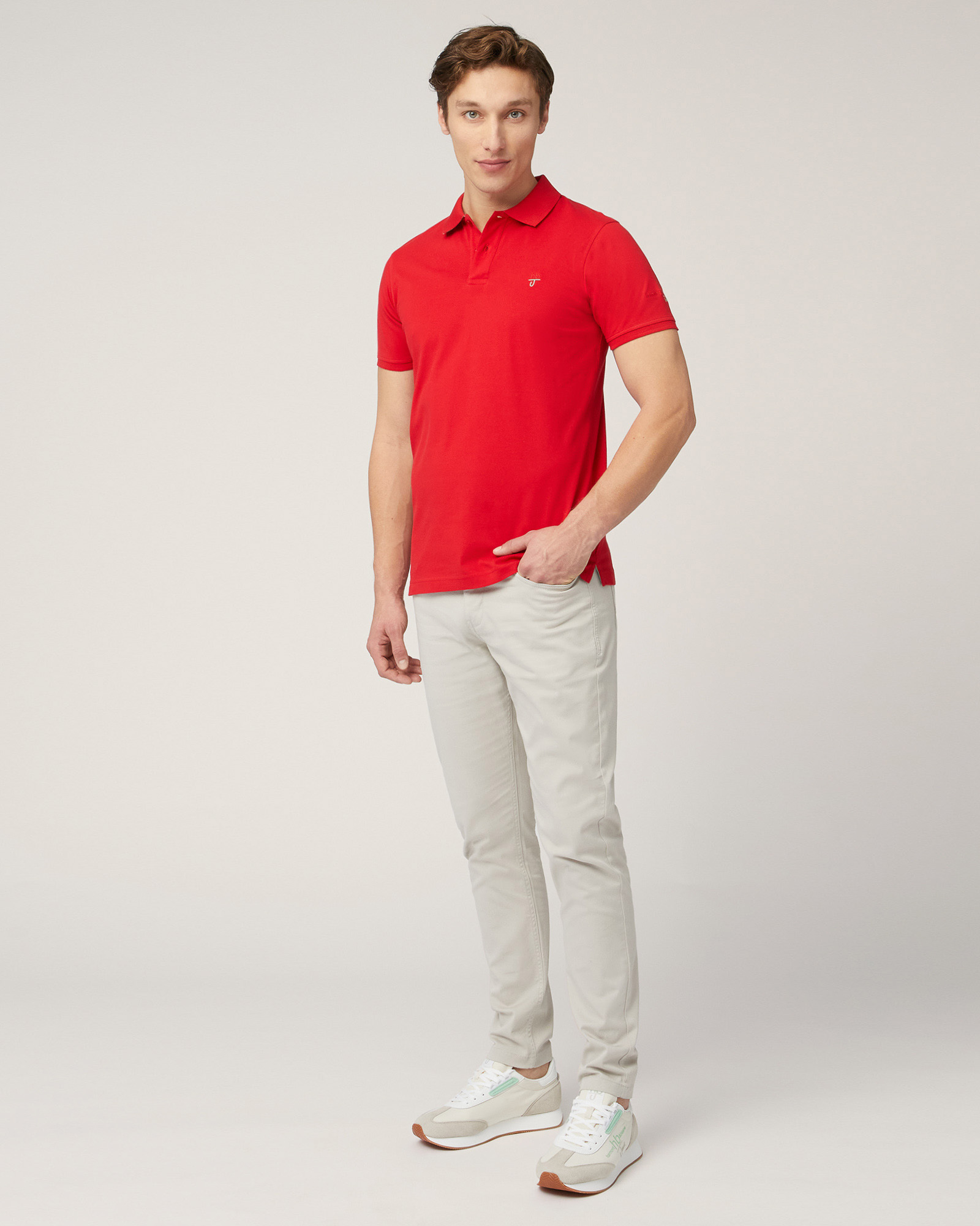 Narrow-Fit Cotton Polo, Red, large image number 3