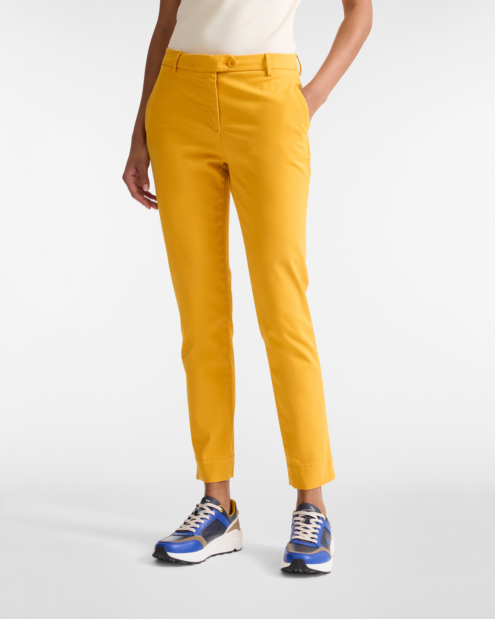 Stretch Gabardine Trousers, Yellow, large image number 0