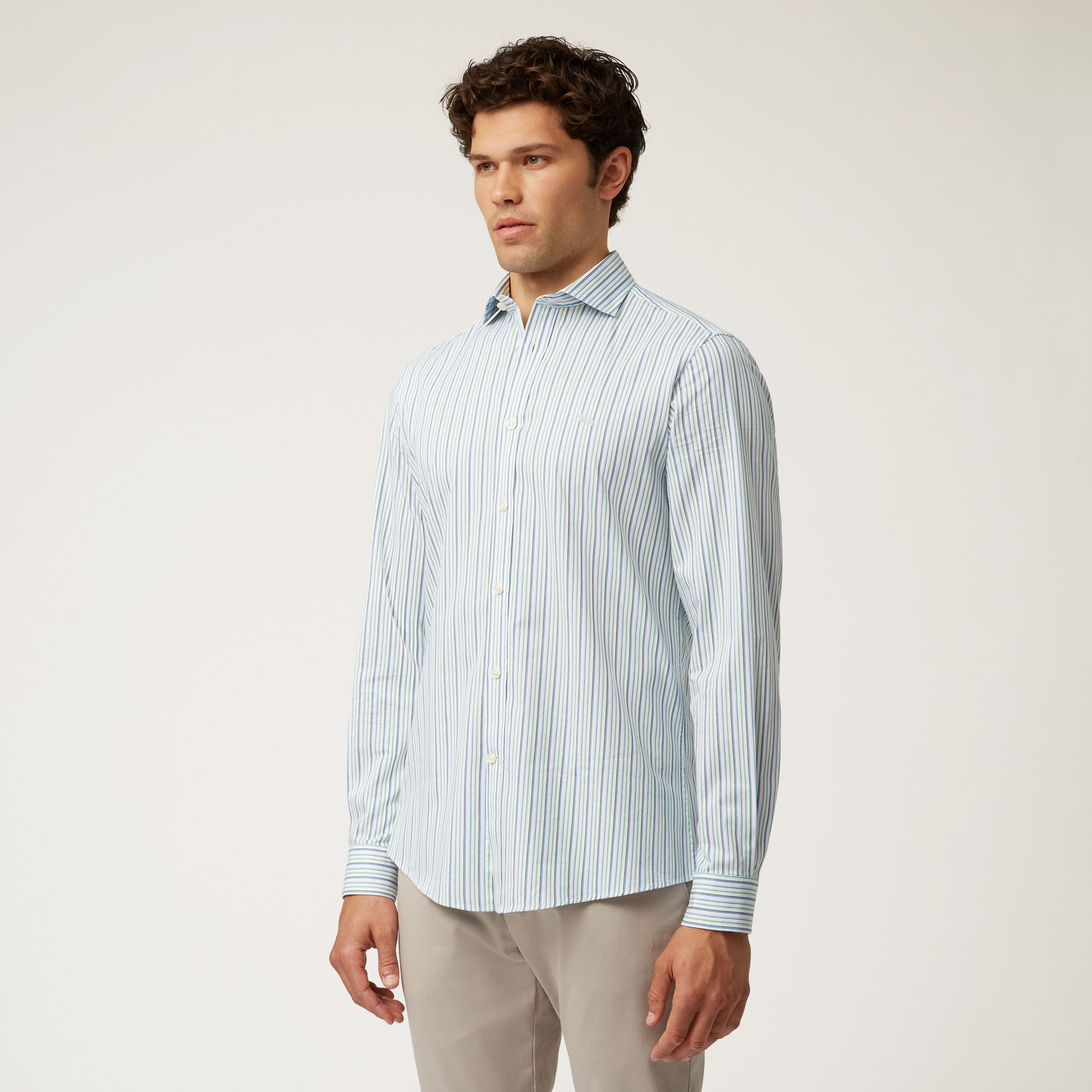 Striped Shirt With Contrasting Inner Detail