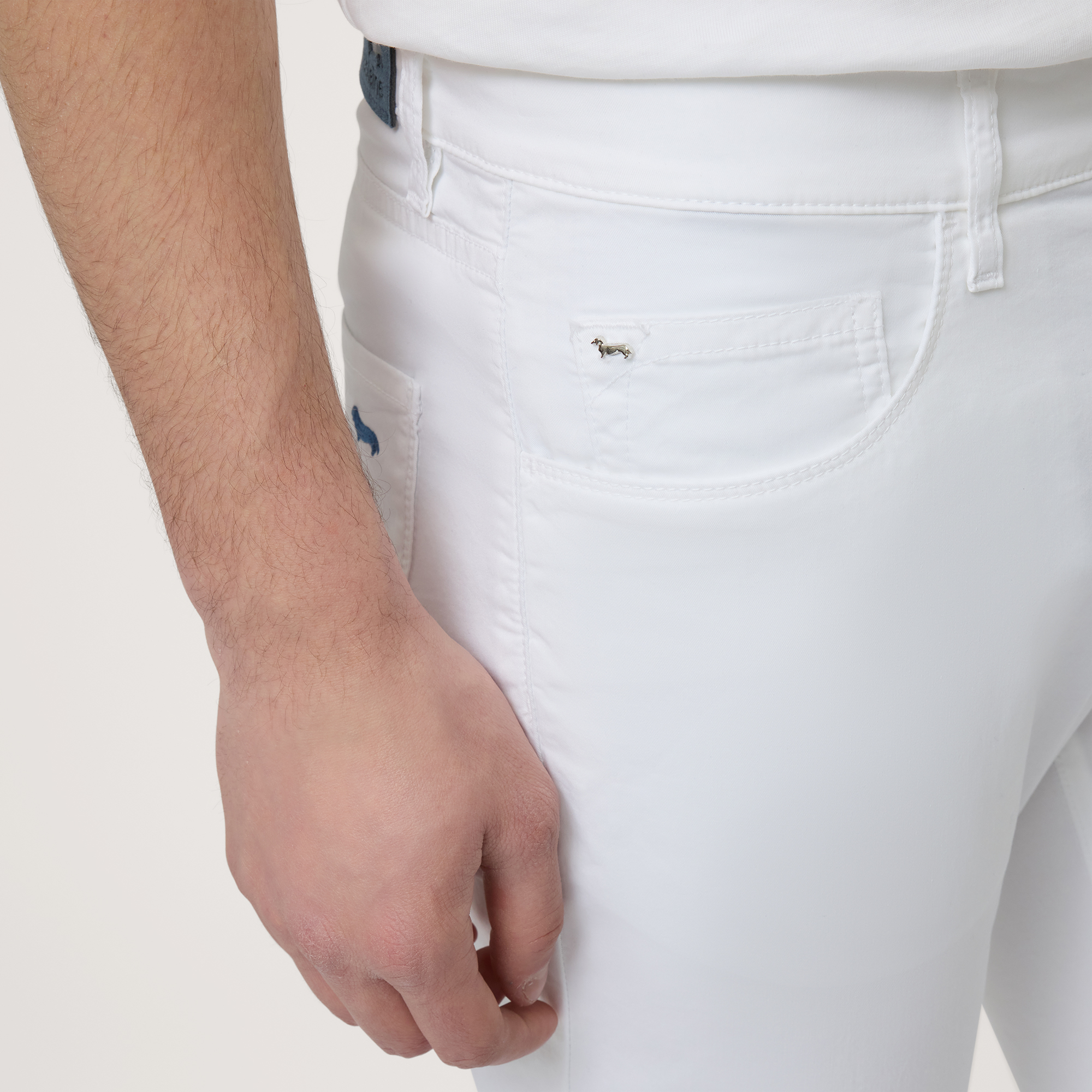 Pantalones slim de mezcla de algodón, Blanco, large image number 2
