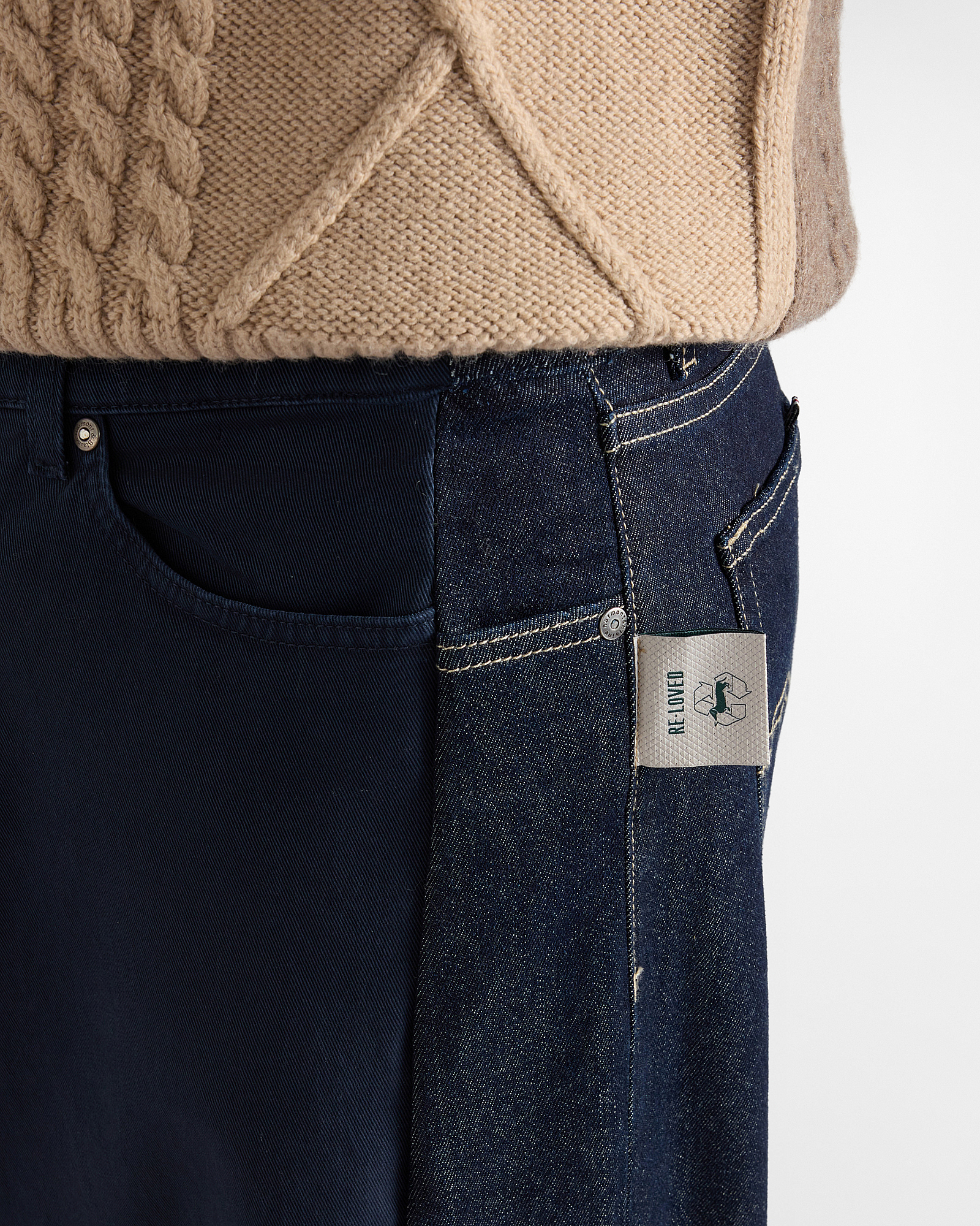 Men&rsquo;s stretch cotton trousers Re-Loved Capsule Collection, Made in Italy, NAVY BLUE, large
