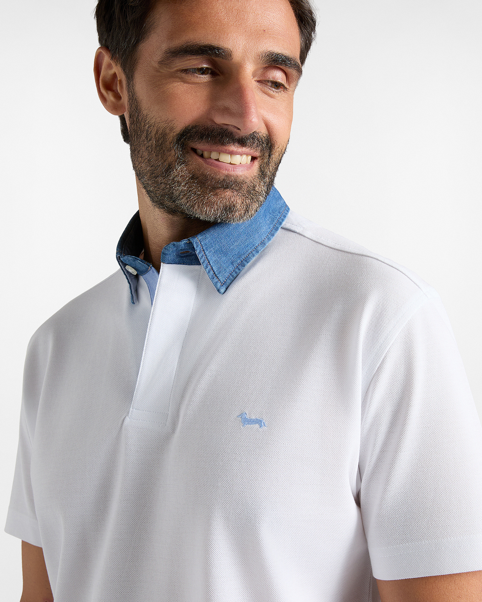 VIETRI PIQU&Eacute; POLO SHIRT WITH CONTRAST COLLAR, WHITE, large image number 2