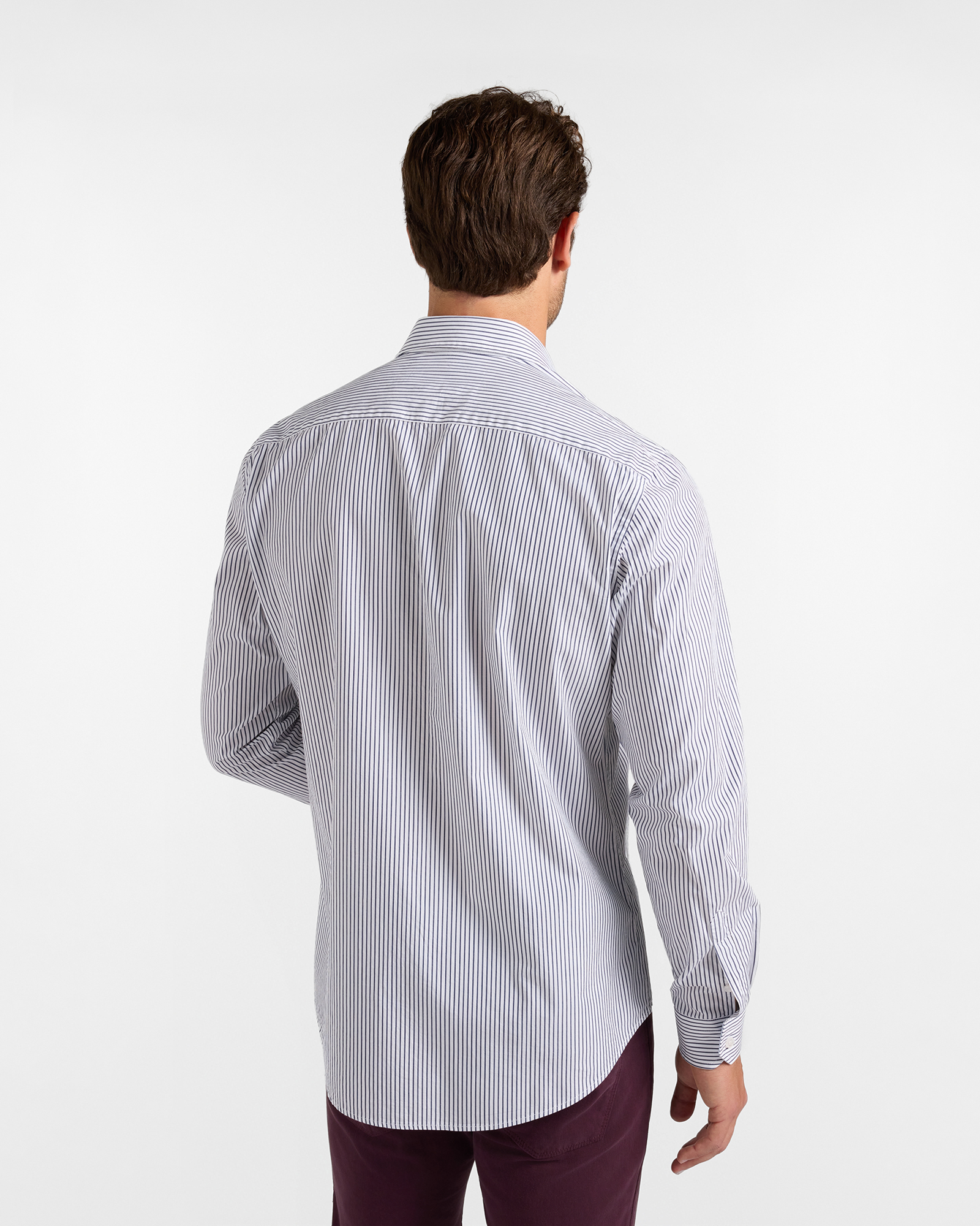 Men's narrow-fit  shirt featuring stripes on a  yarn-dyed background, BLUETTE, large image number 2