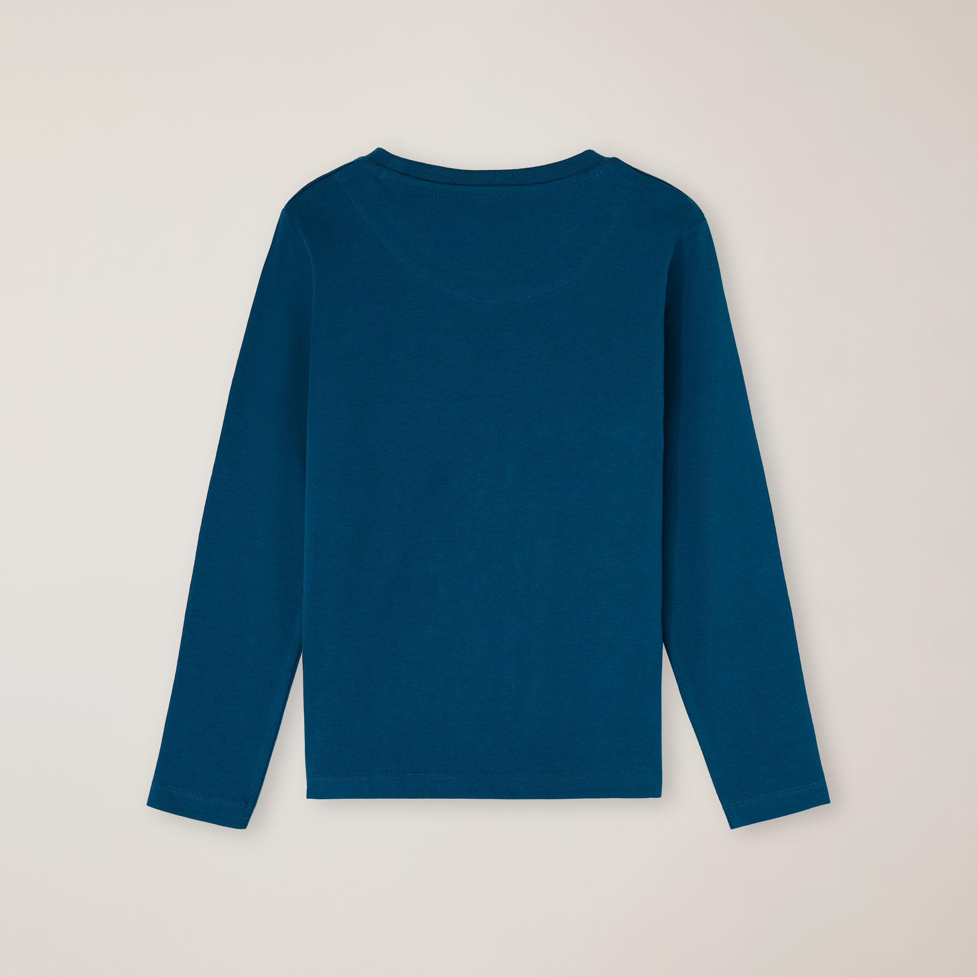 Crew-neck T-shirt with logo print, Teal green, large image number 1