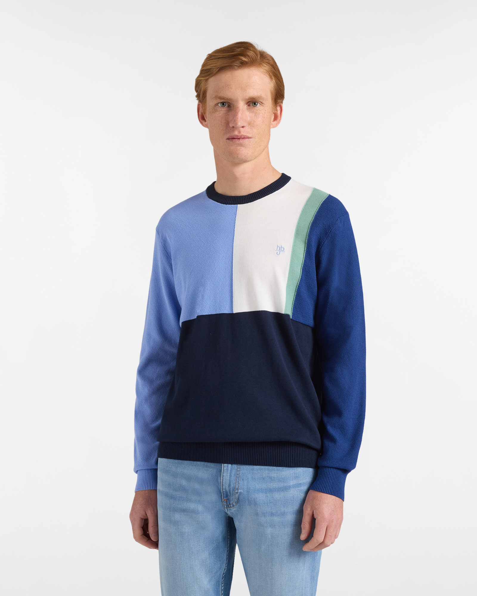 Girocollo Uomo  Color‑Block in Cotone