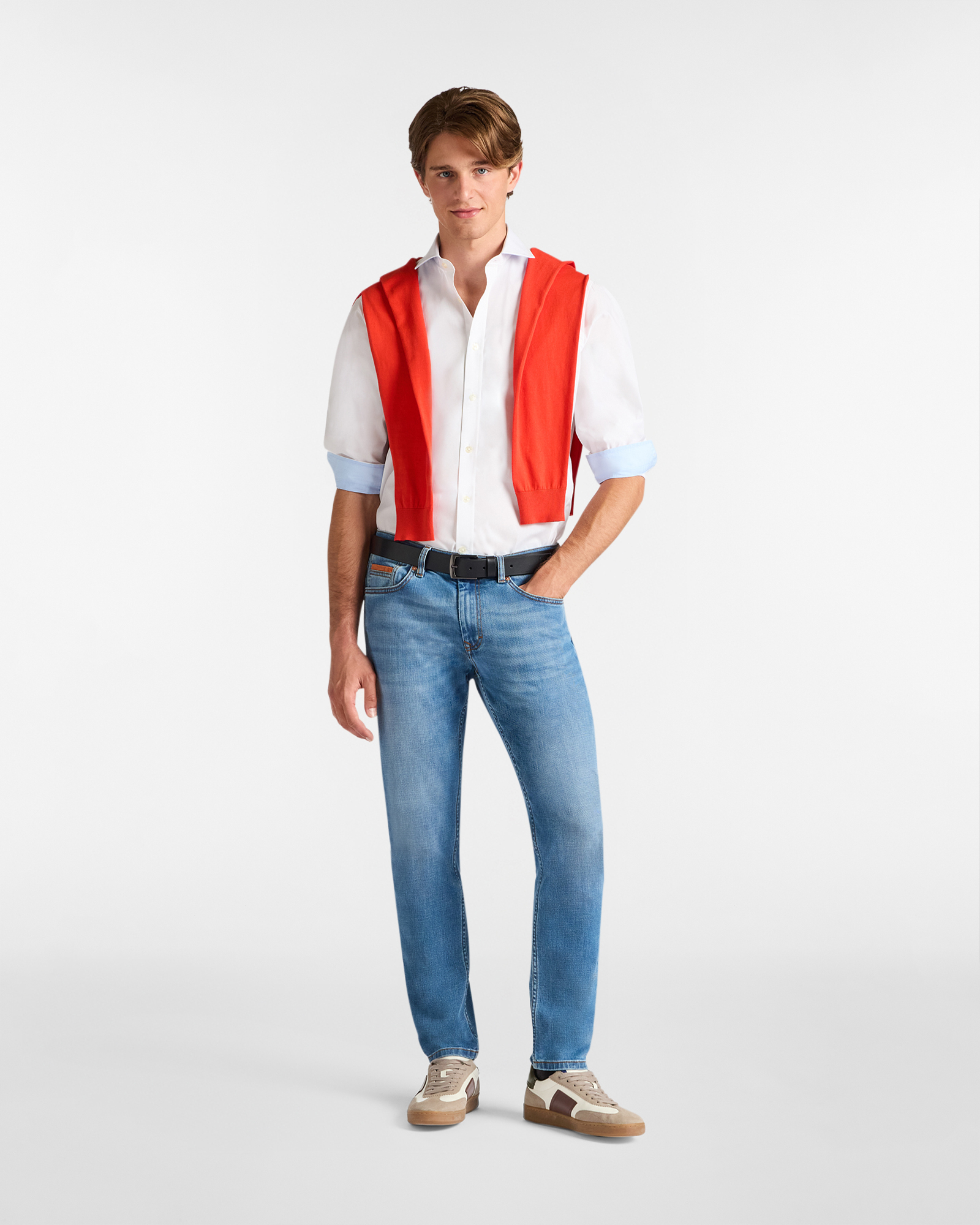 Camicia in Popeline Stretch, Bianco, large image number 3