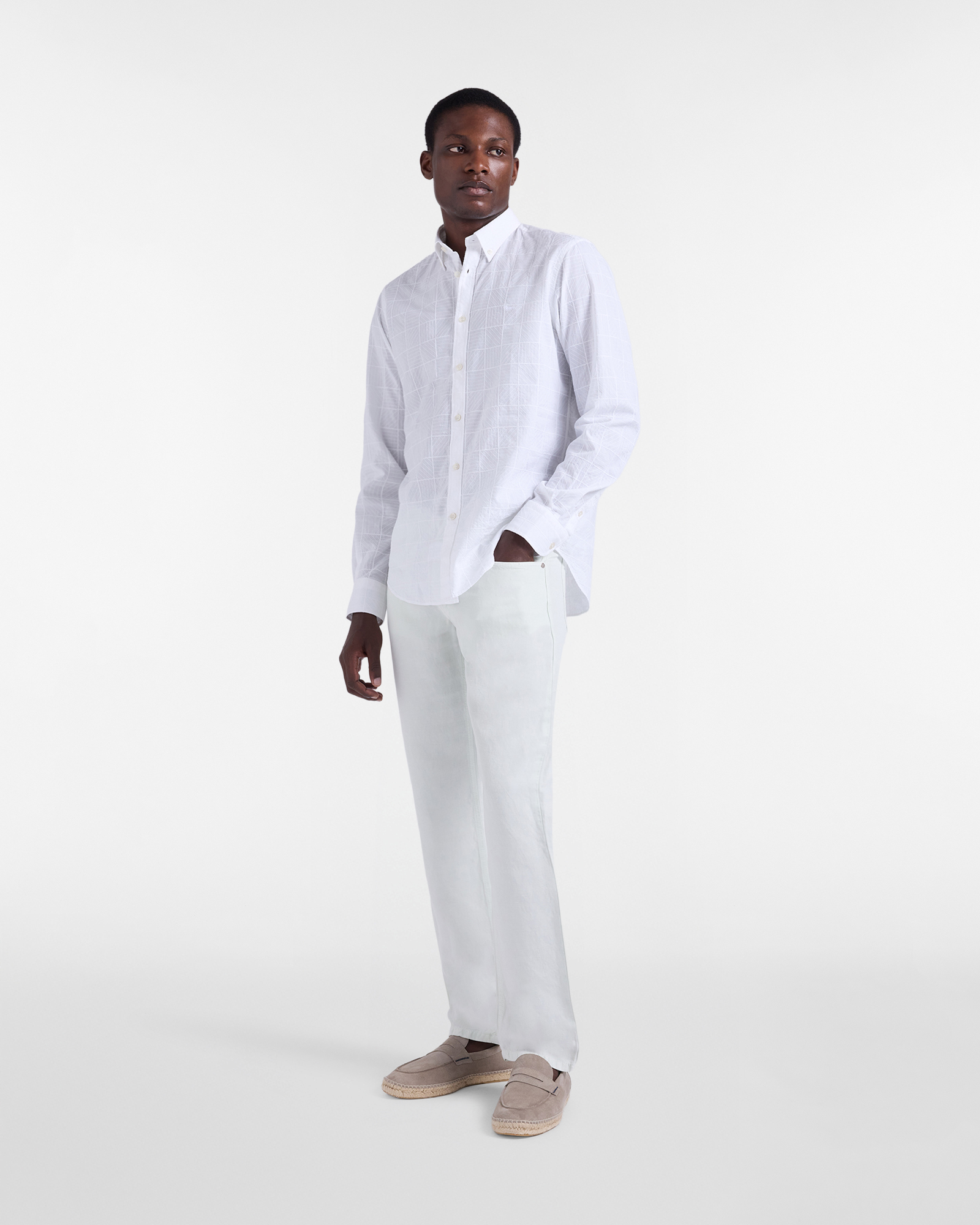 Men's Earth Dye capsule five-pocket pants, Green, large image number 3