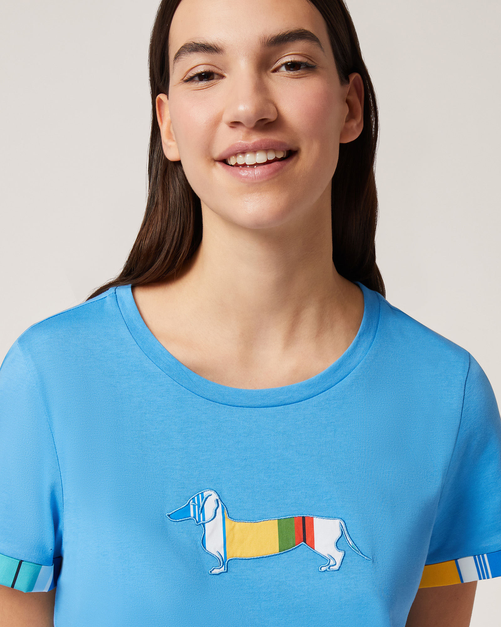 T-Shirt With Striped Patches, Light Blue, large image number 2