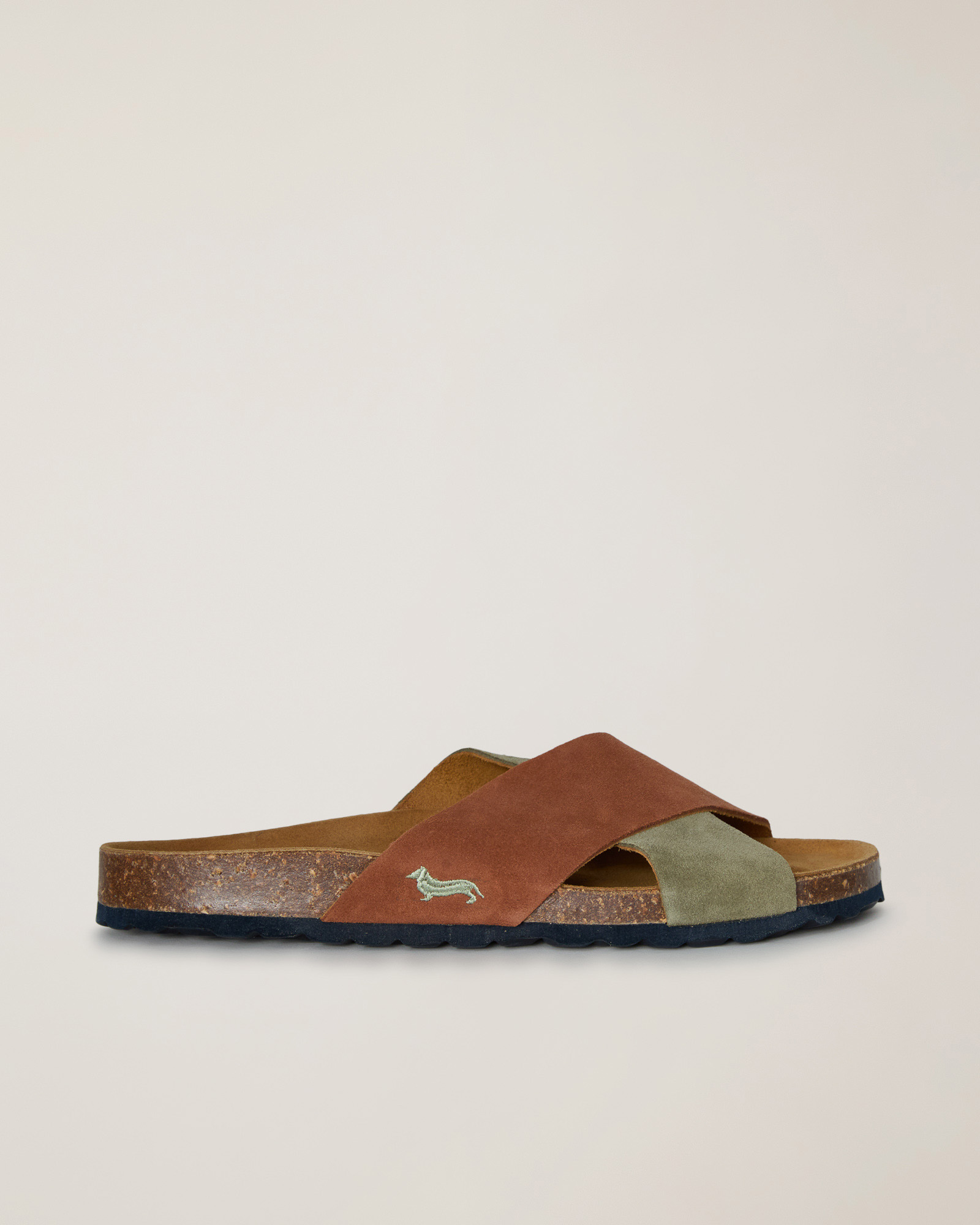 Sandal with crossover strap, Brown, large