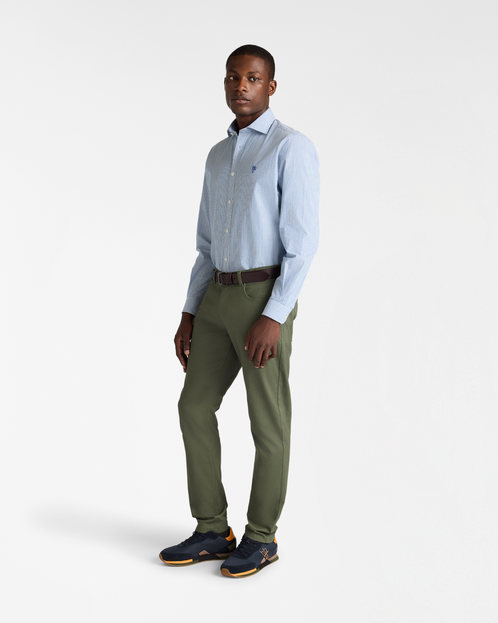 Pantaloni Cinque Tasche Narrow Fit, Verde Oliva, large image number 3