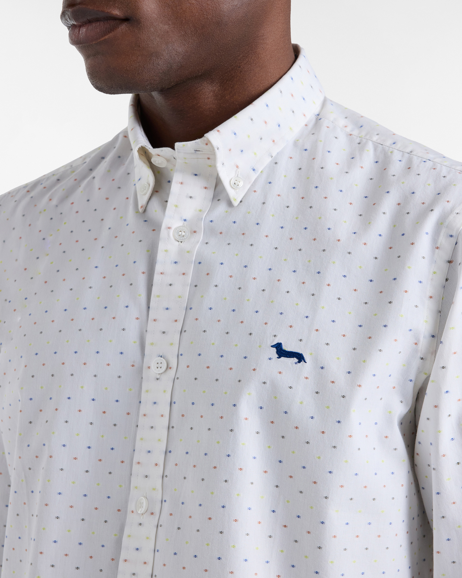 Camicia Con Pois In Fil Coupé, Bianco Latte, large image number 2