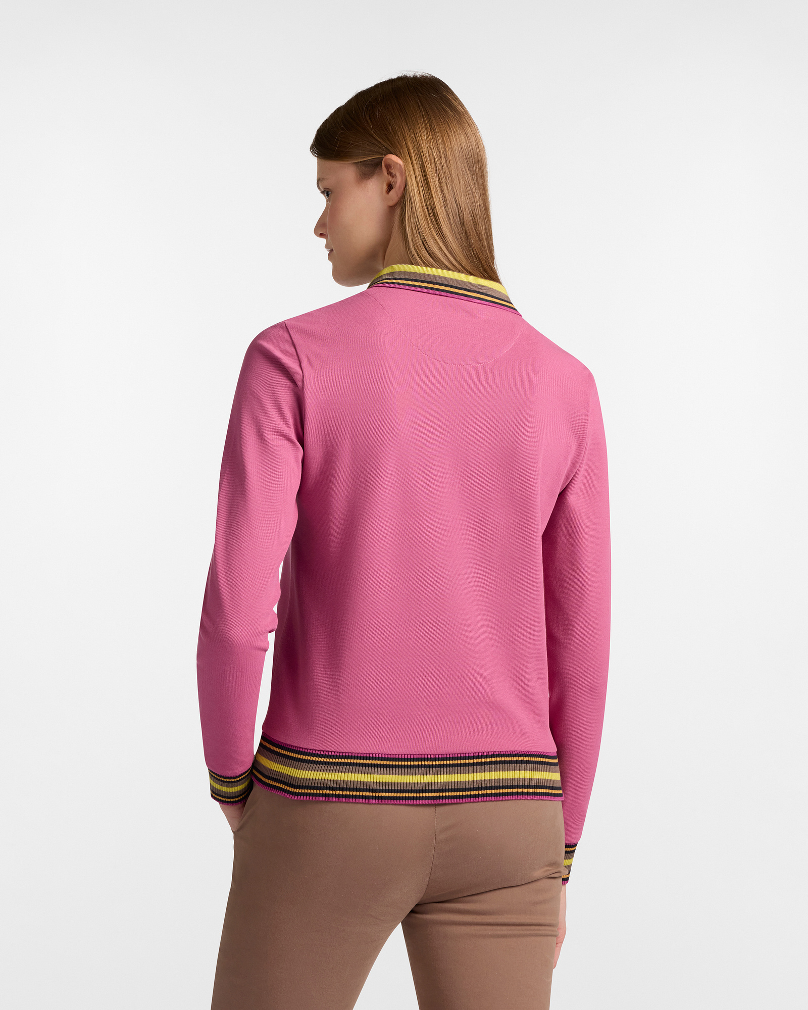 Long Sleeve Stretch Polo, Purple, large image number 1