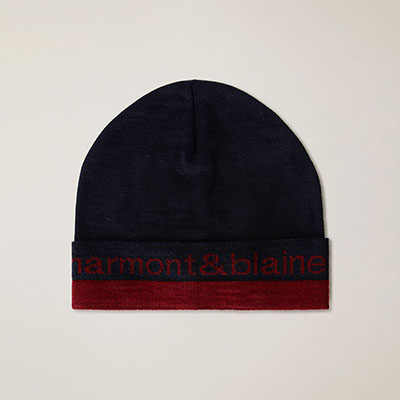 Short Wool-Blend Beanie With Contrasting Lettering And Edging