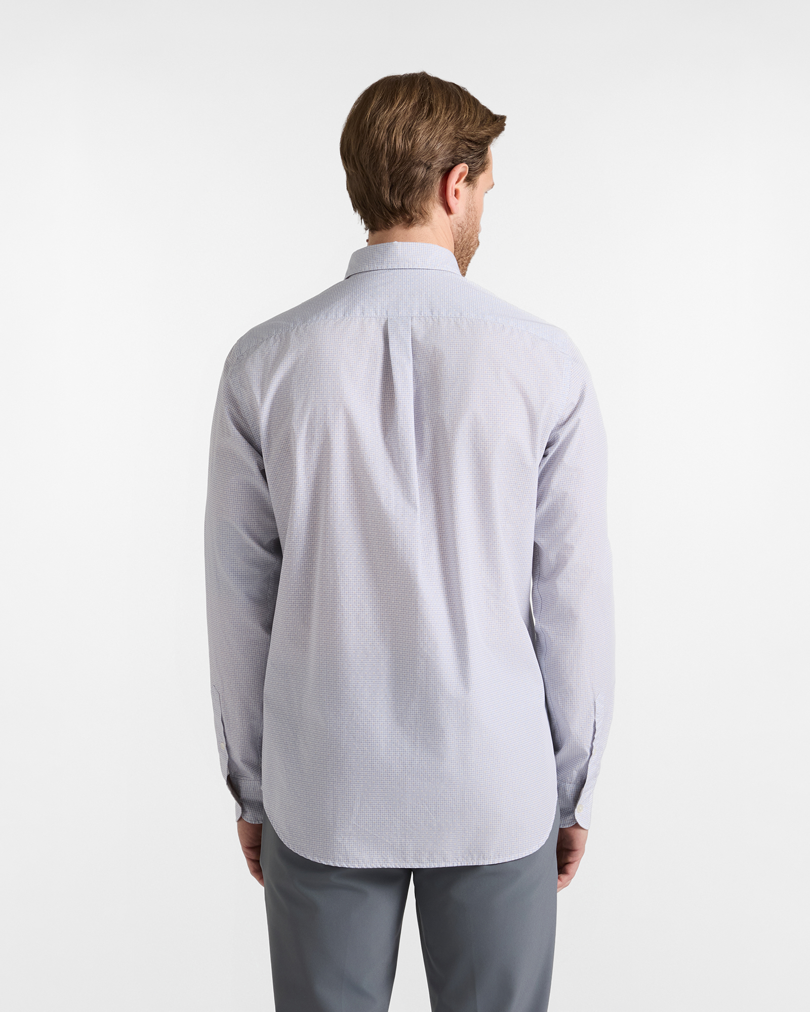 Men&rsquo;s cotton poplin shirt with micro-print, GRAY, large
