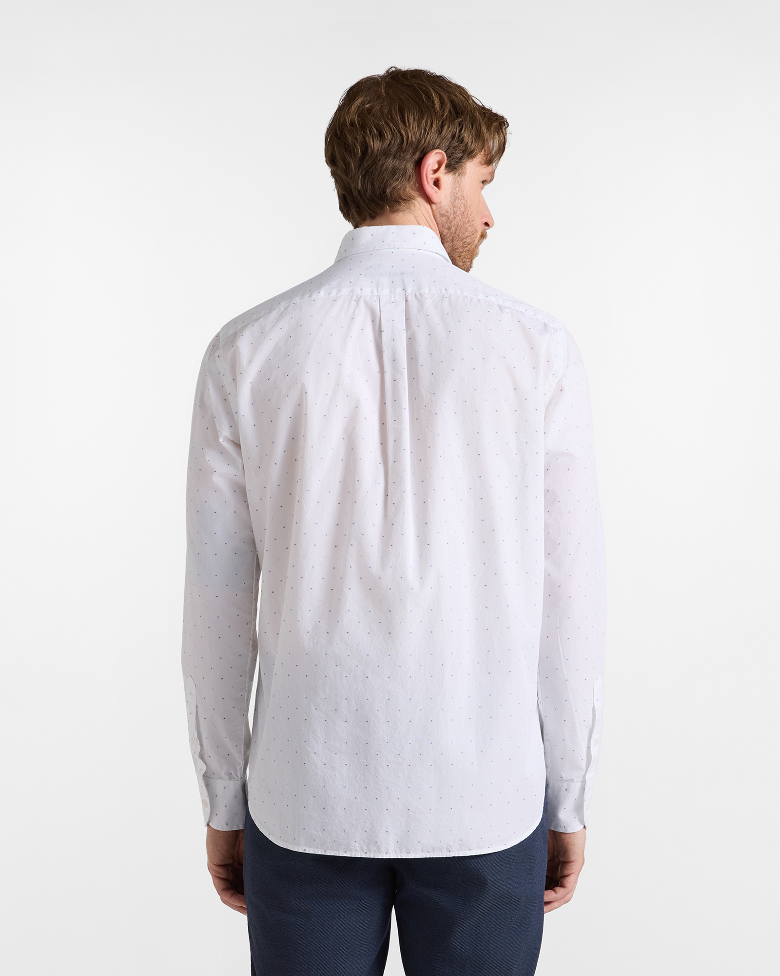 Camisa de hombre en popel&iacute;n fil coup&eacute; de corte regular, BLANCO, large