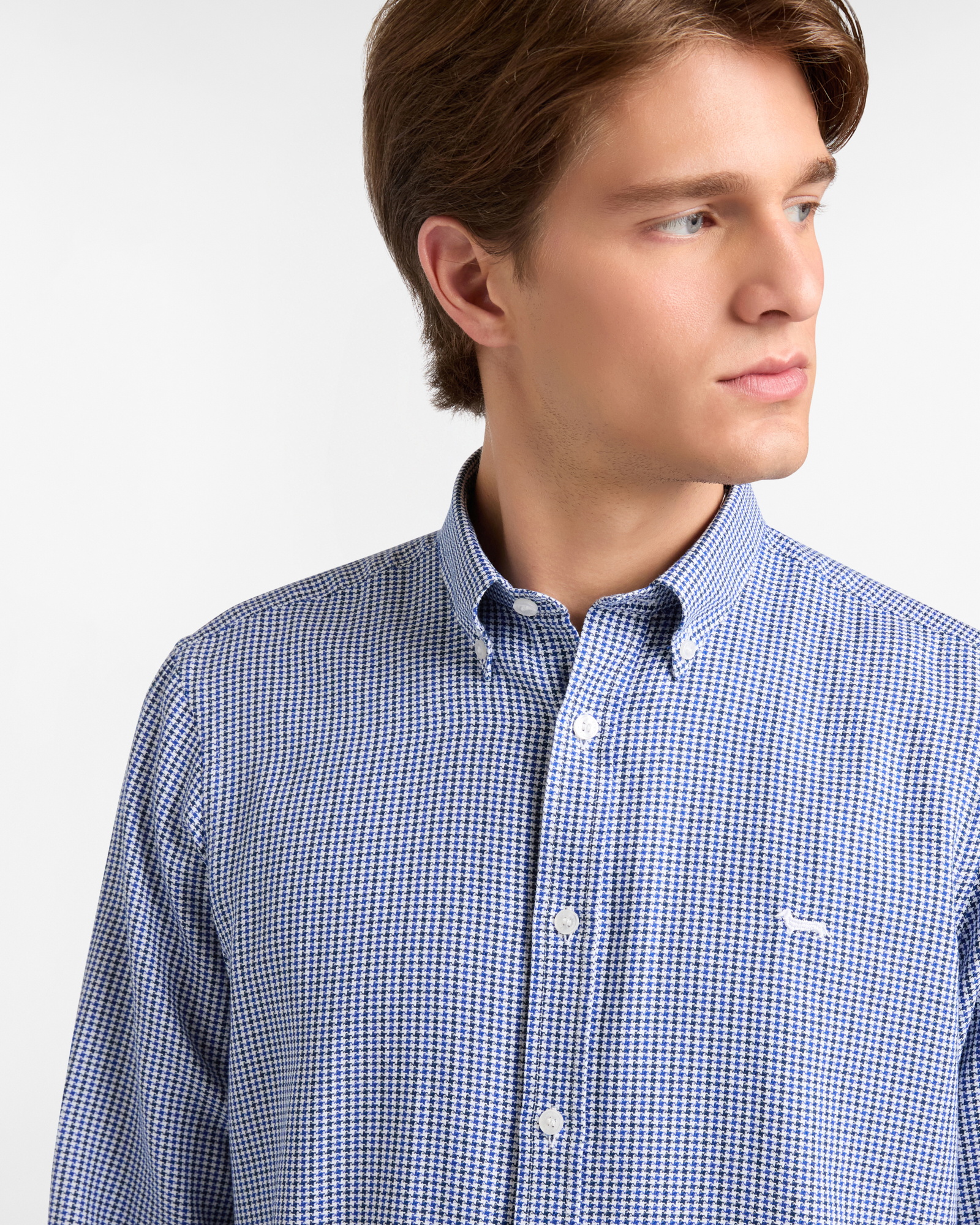 Cotton Pied-de-poule Shirt, Light Blue, large image number 2