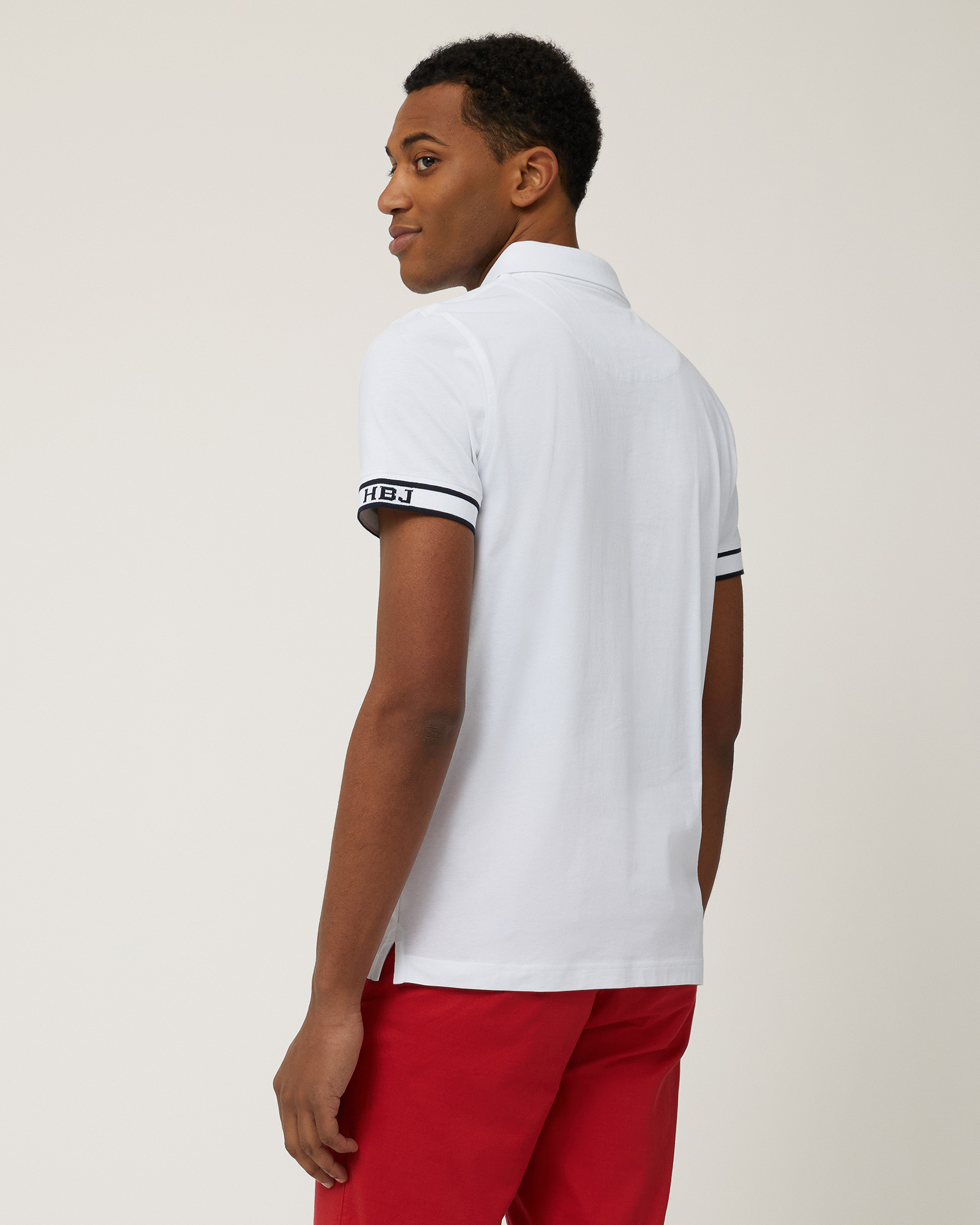 Polo with Jacquard Trims, White, large image number 1
