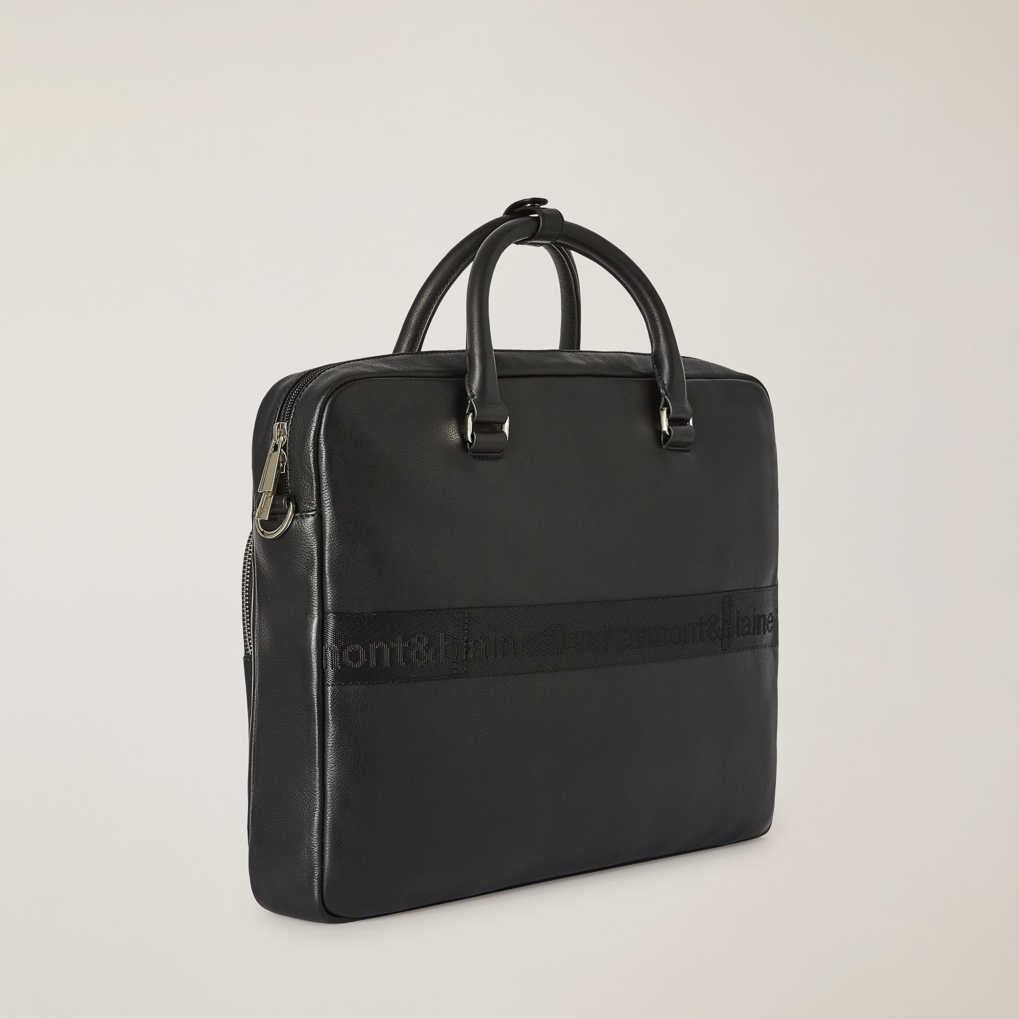 Business Bag In Vera Pelle Con Tracolla Rimovibile, Nero, large image number 1