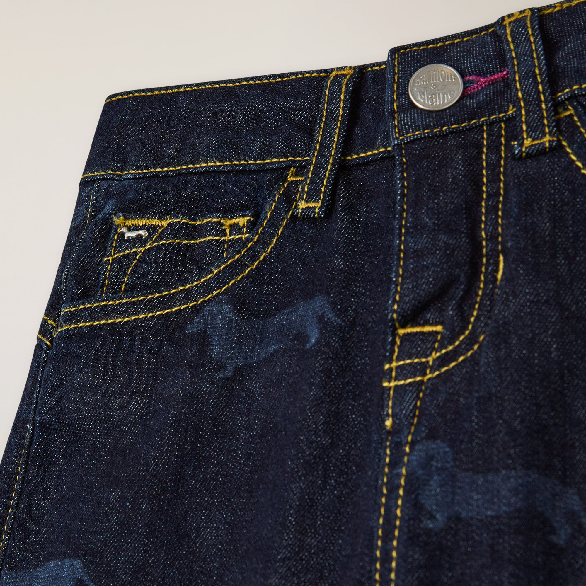 Cropped denim with Dachshund print, Navy blue, large image number 2