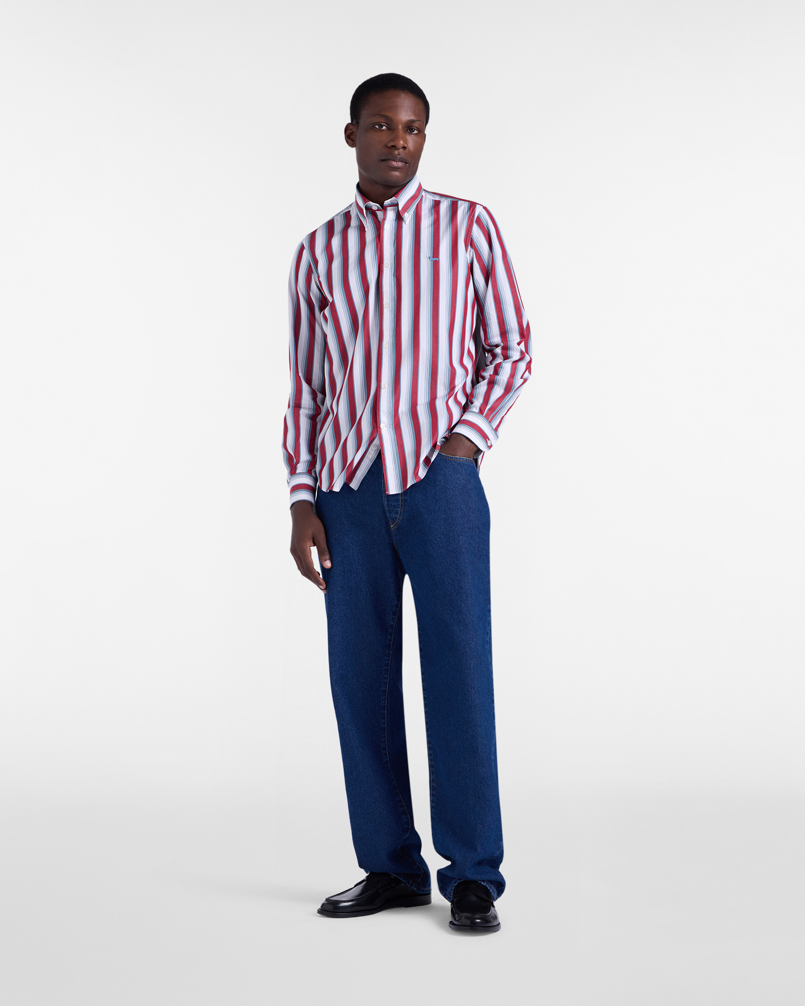 Men's regular-fit shirt with wide stripes, Red, large image number 3