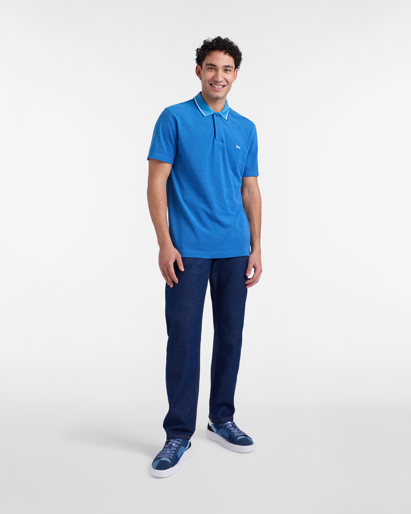 Polo para hombre Oxford en piqu&eacute; Oxford, Azul, large image number 3