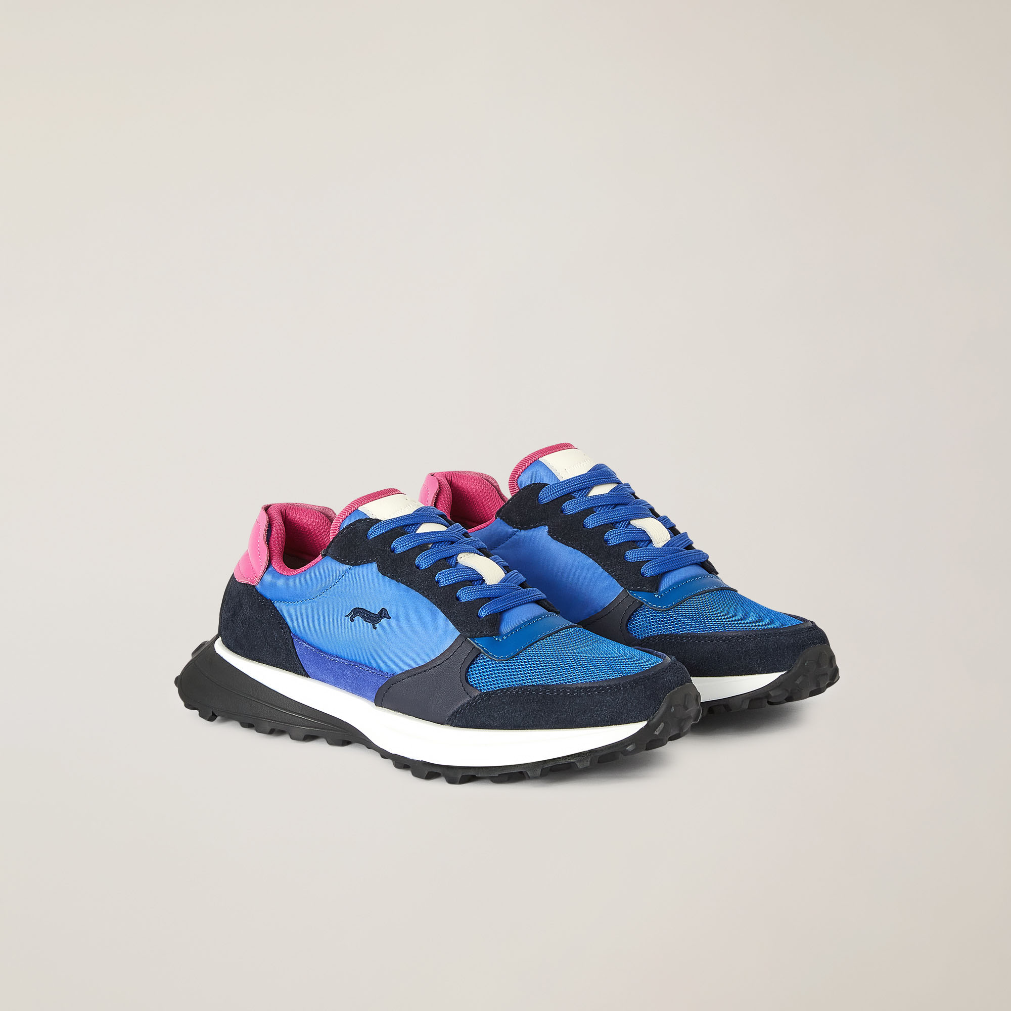 Mixed-Material Ultra Lightweight Running Sneakers, Cobalt blue/Pink, large image number 1