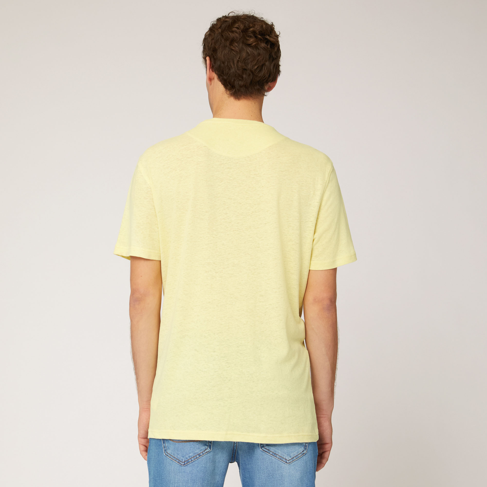Linen and Cotton T-Shirt, Light Yellow, large image number 1