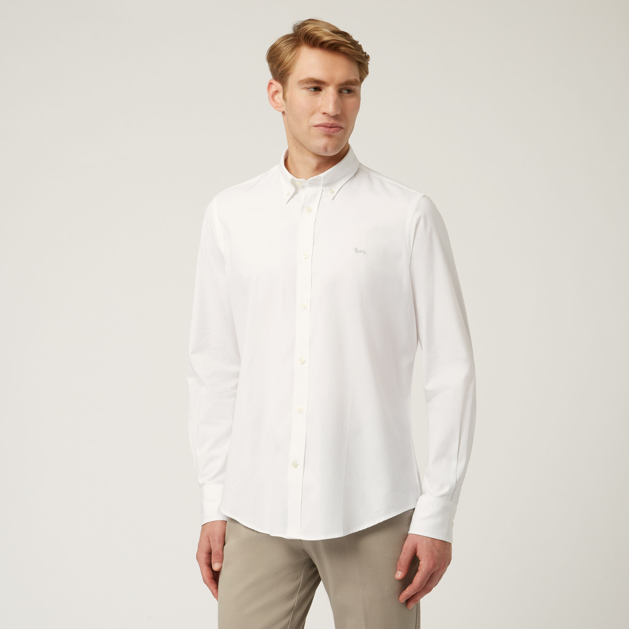 Essentials shirt in plain coloured cotton in Luxury Italian