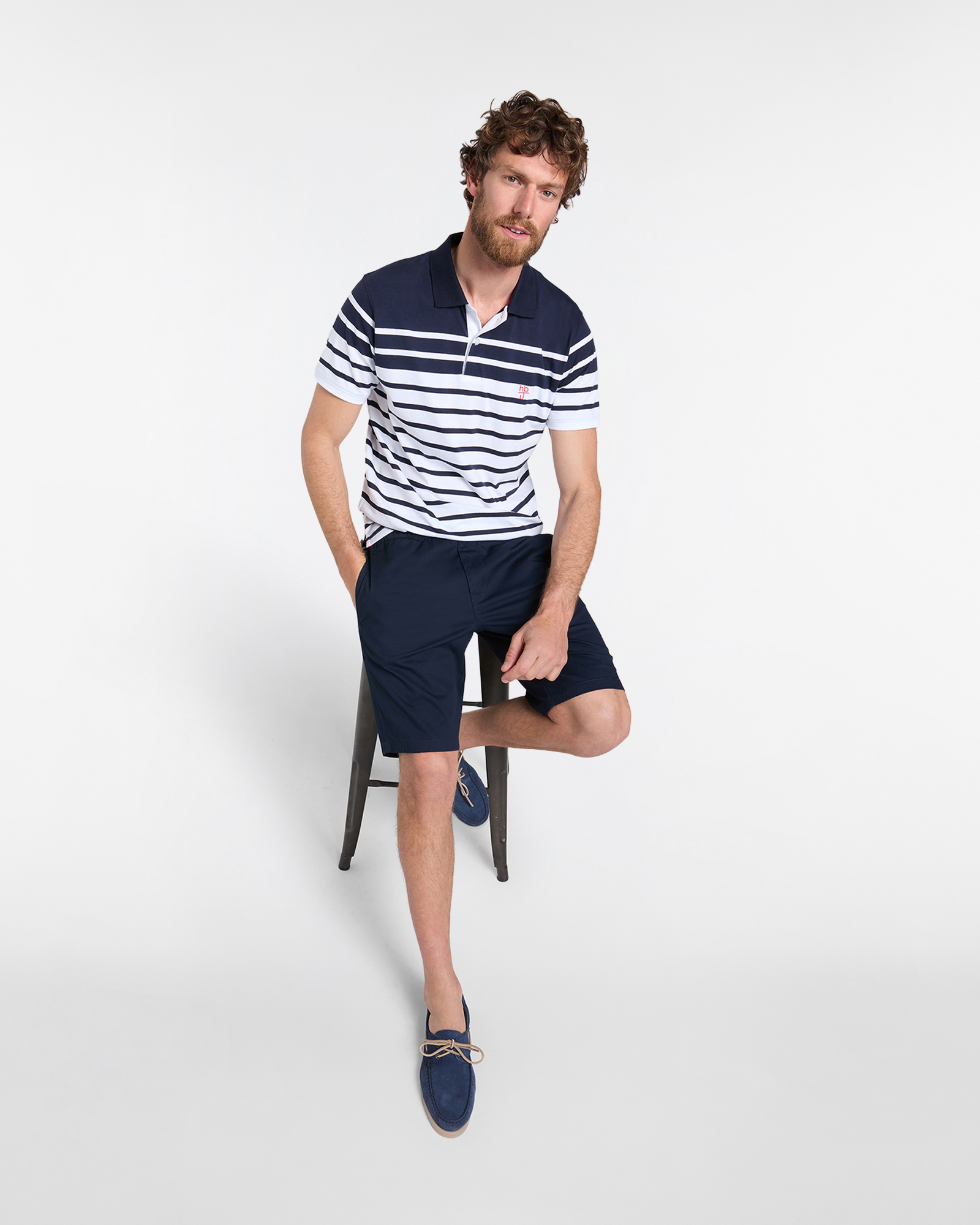 Polo uomo regular fit multirighe, Blu scuro, large image number 3