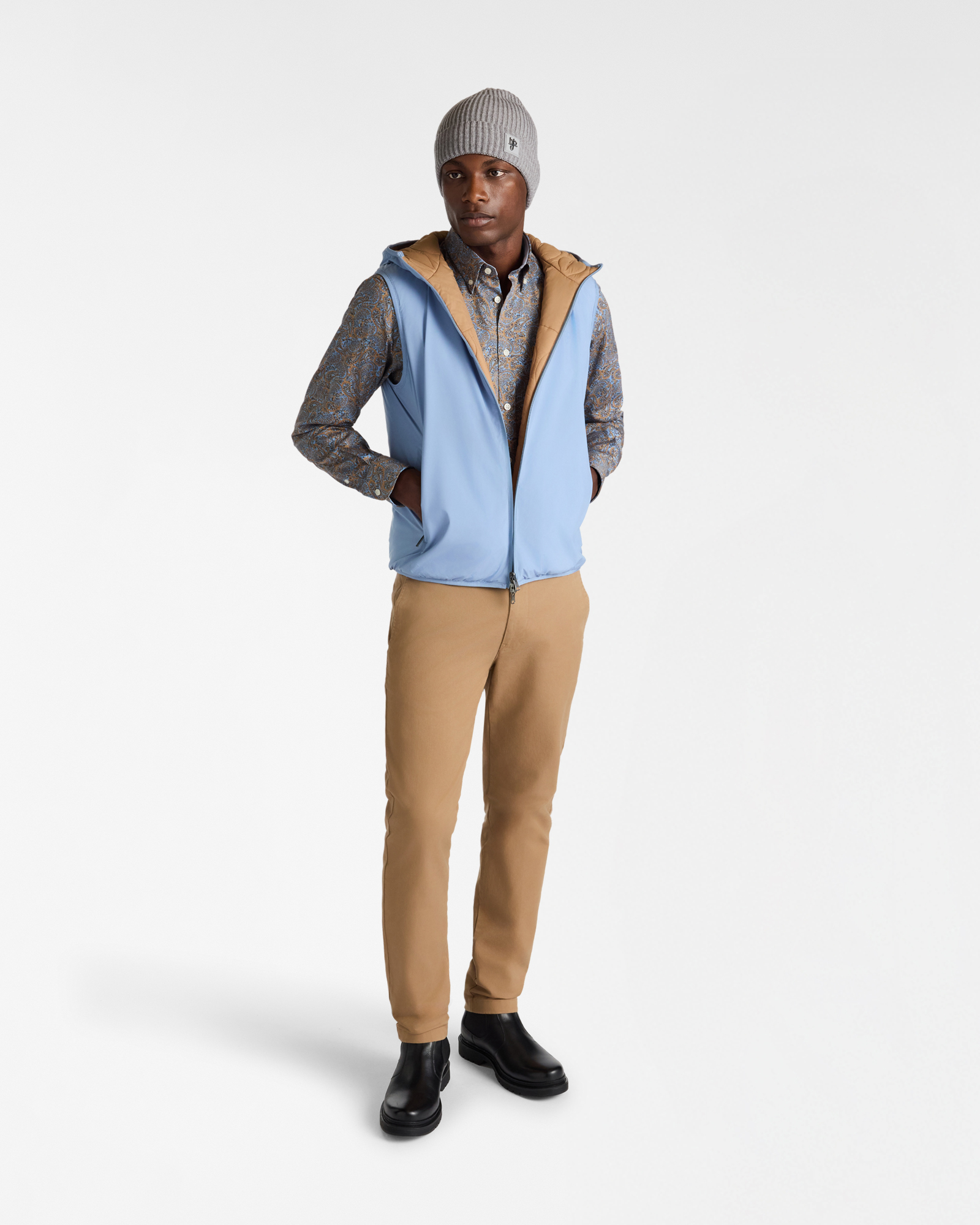 Double-Faced Hooded Vest, Light Blue, large image number 3