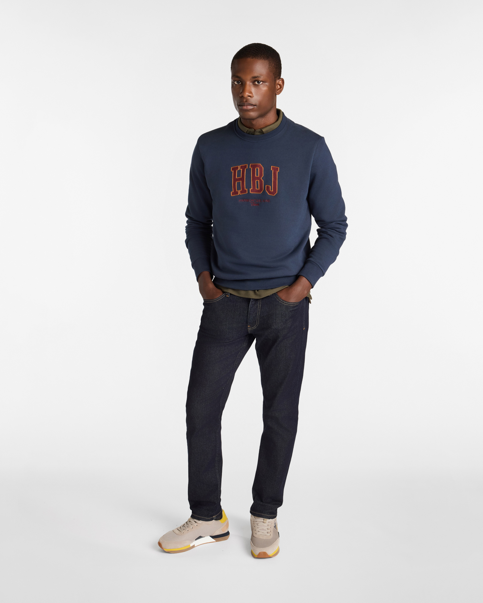 Crewneck Sweatshirt with Embroidered HBJ Logo, Dark Blue, large image number 3