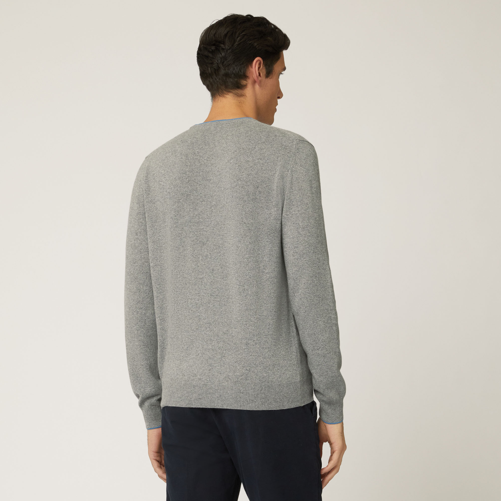 Pullover Girocollo In Lana E Viscosa, Grigio, large image number 1