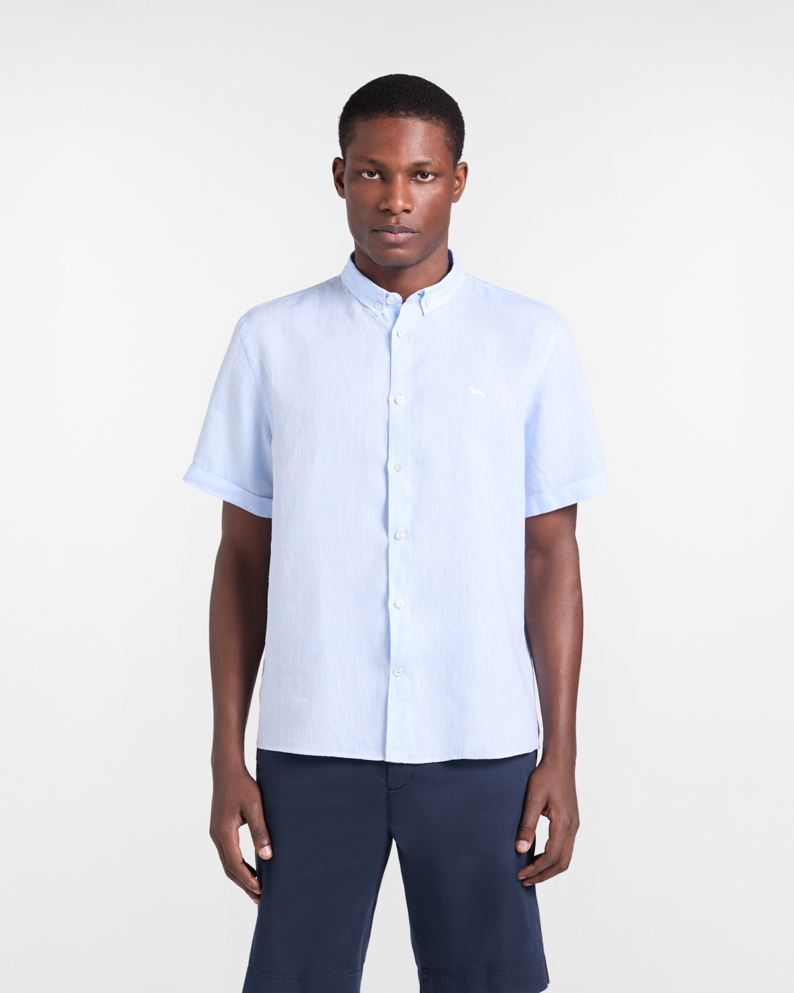 Straight-fit pure linen shirt, Celeste, large