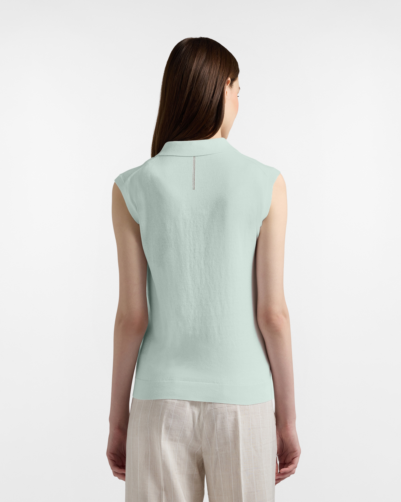 Silk blend knit polo shirt