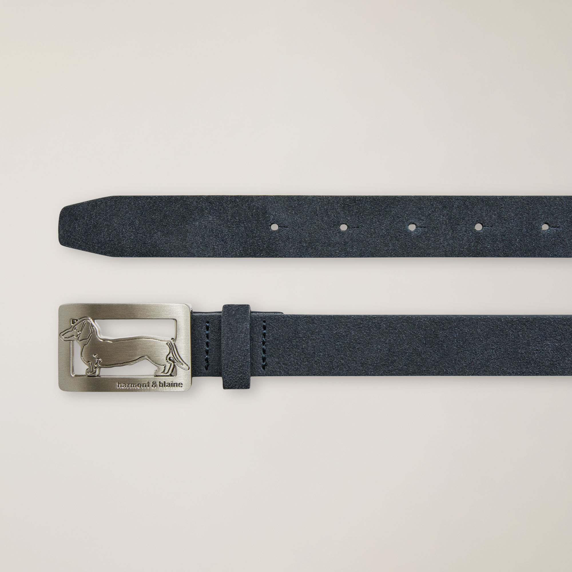 Belt with dachshund buckle, Blu Navy, large