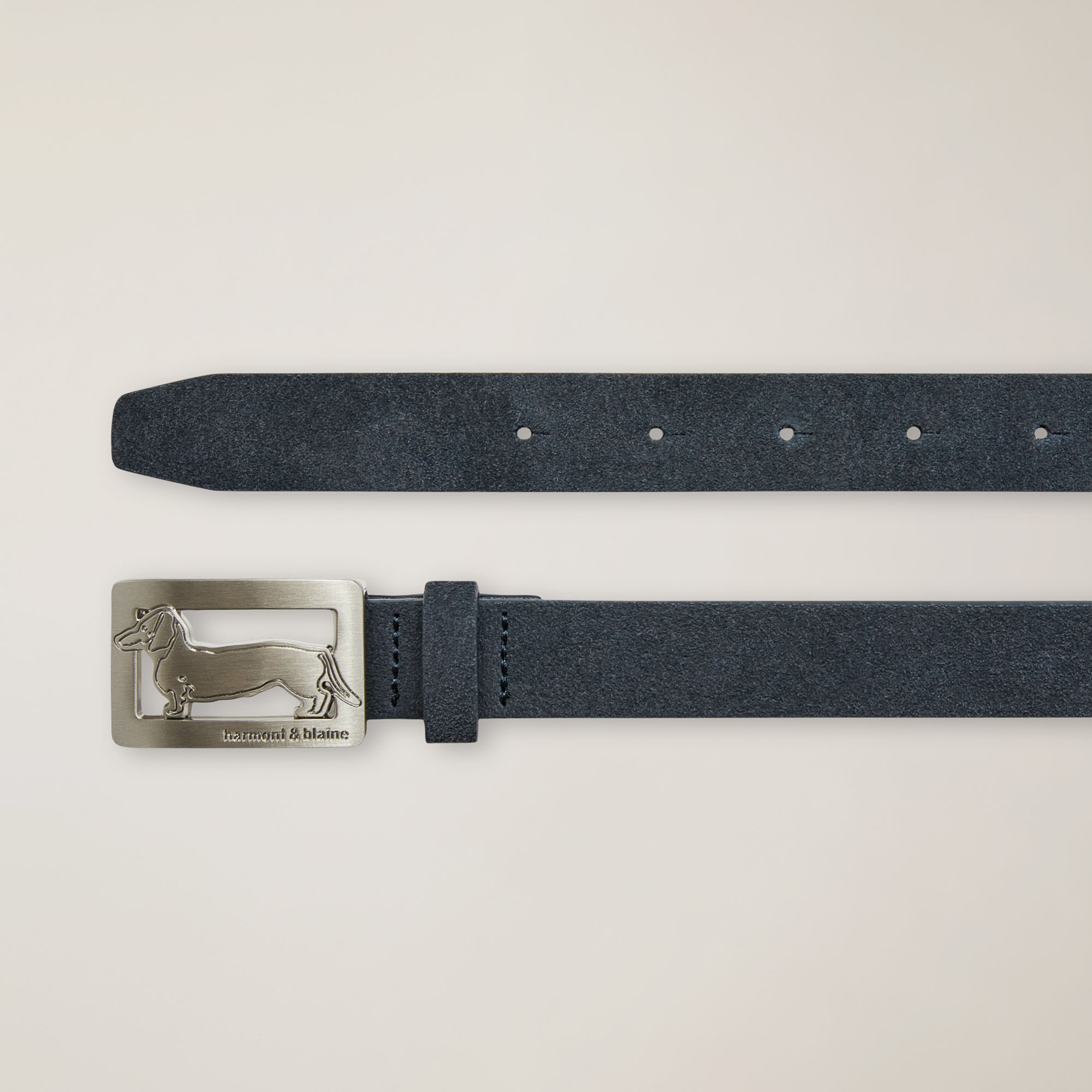 Belt with dachshund buckle, Blu Navy, large image number 1