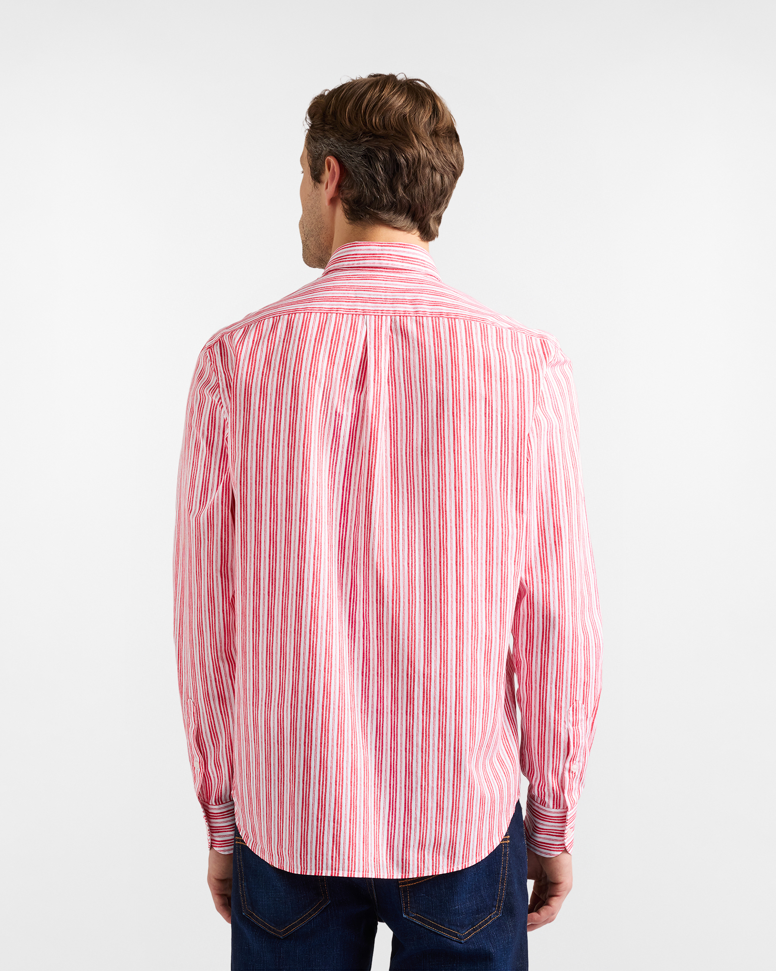 Camisa con estampado de rayas de efecto acuarela, Rojo, large image number 2