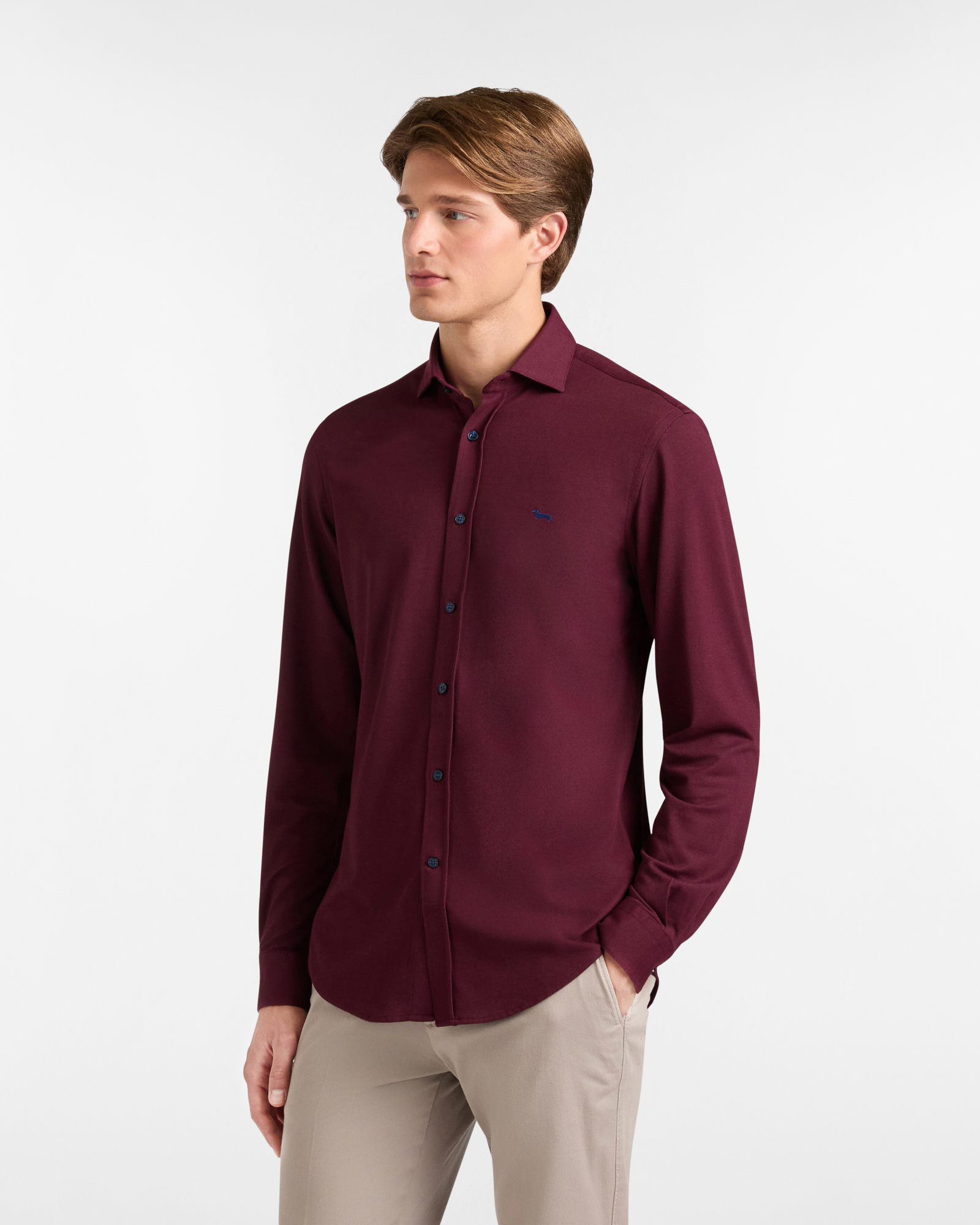 Solid Color Jersey Shirt, Dark Red, large