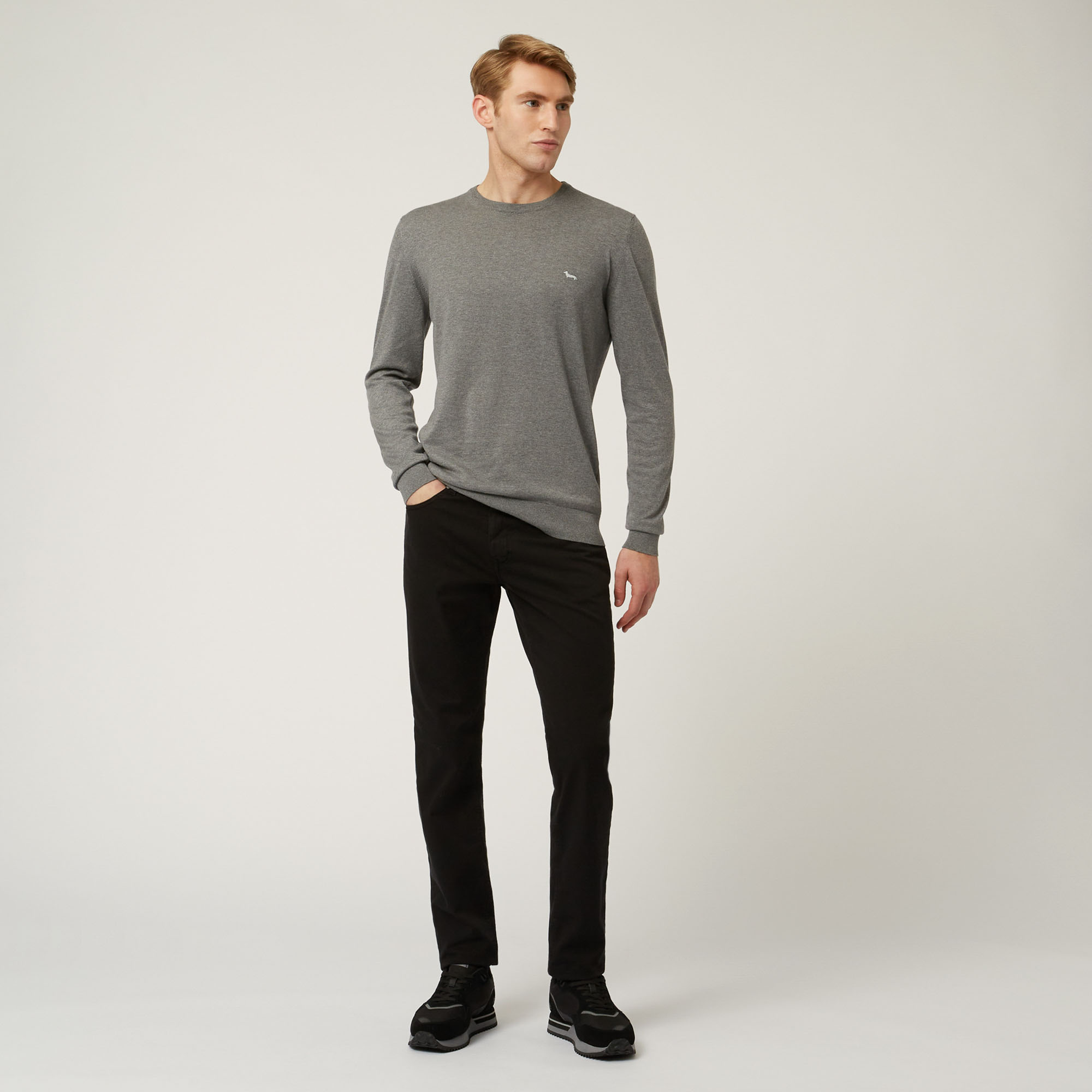 Maglia Essentials in cotone e cashmere, Grigio, large image number 3