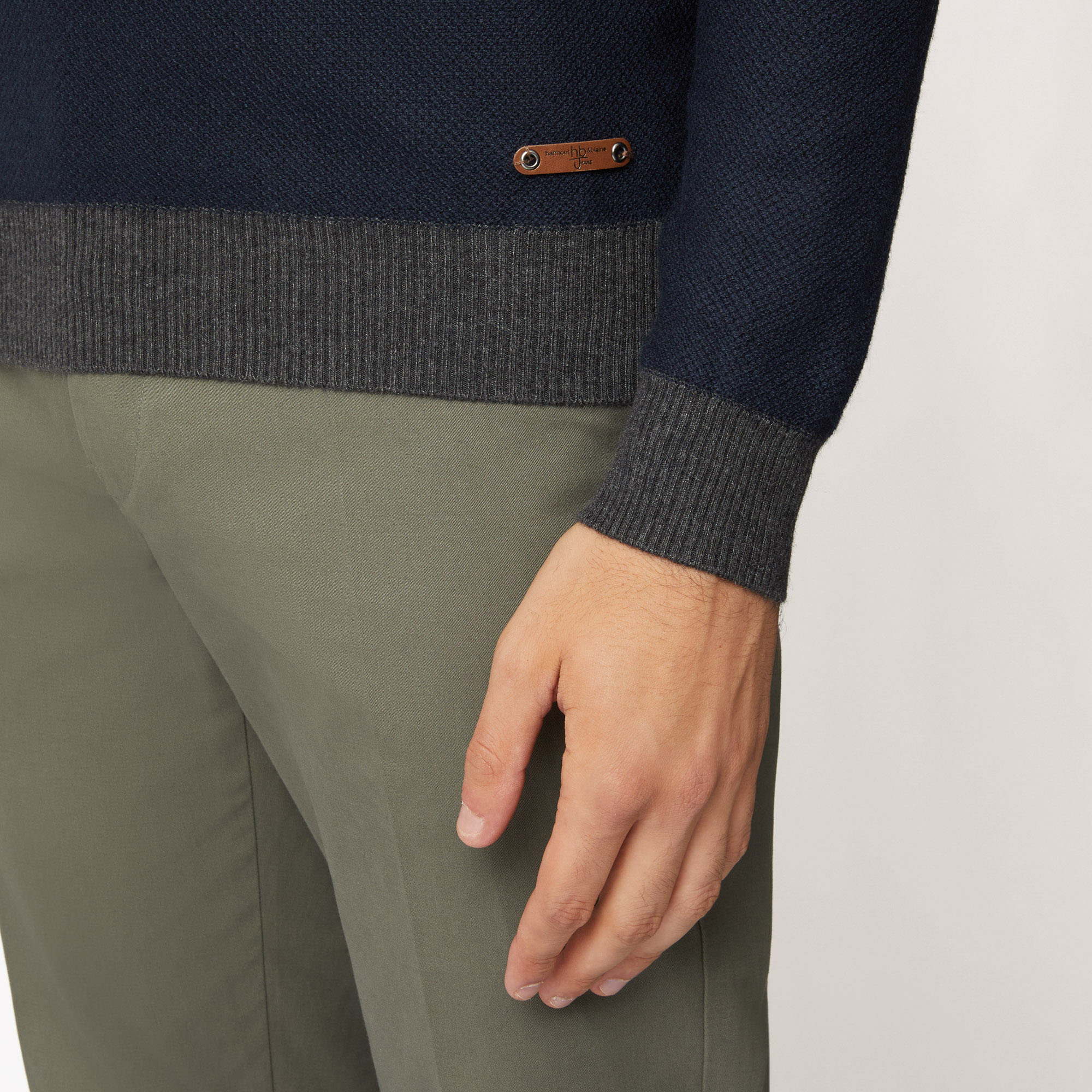 Pullover Girocollo In Misto Lana Con Dettagli A Contrasto, Light Blue, large image number 2