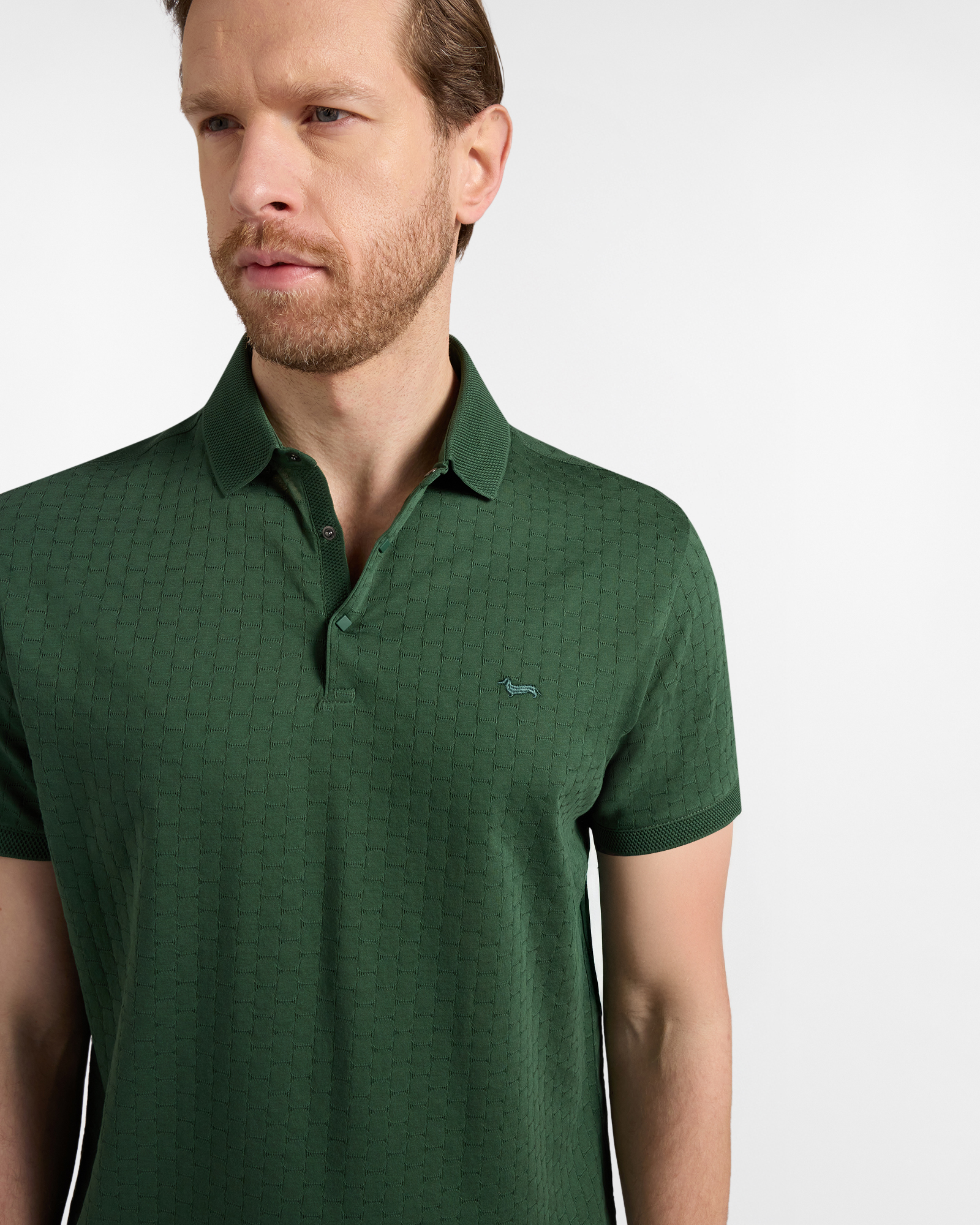 Men's jacquard jersey polo shirt with 3D collar, Amaranth, large image number 2