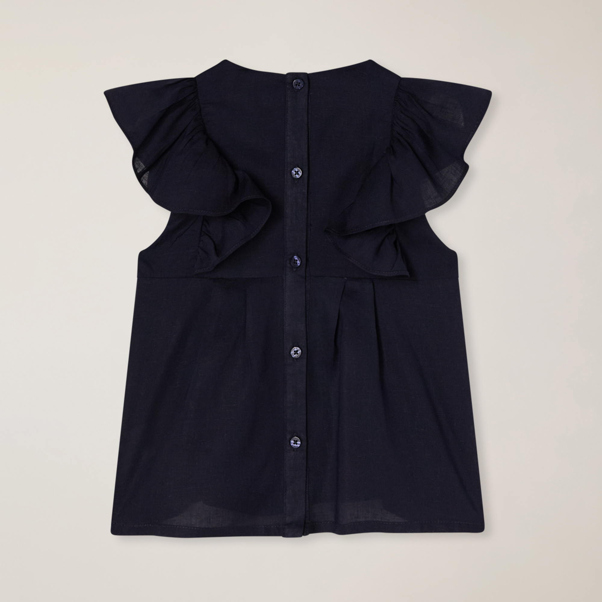 Shirt with ruffles and logo decoration