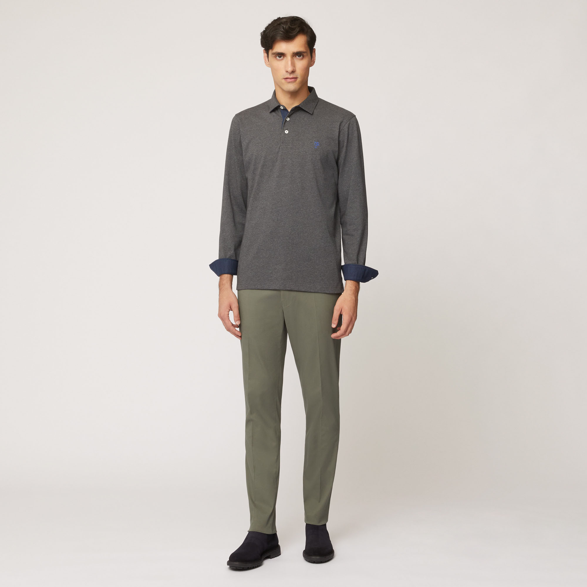 Polo Regular Fit Con Collo E Polsi Stile Camicia, Grigio, large image number 3