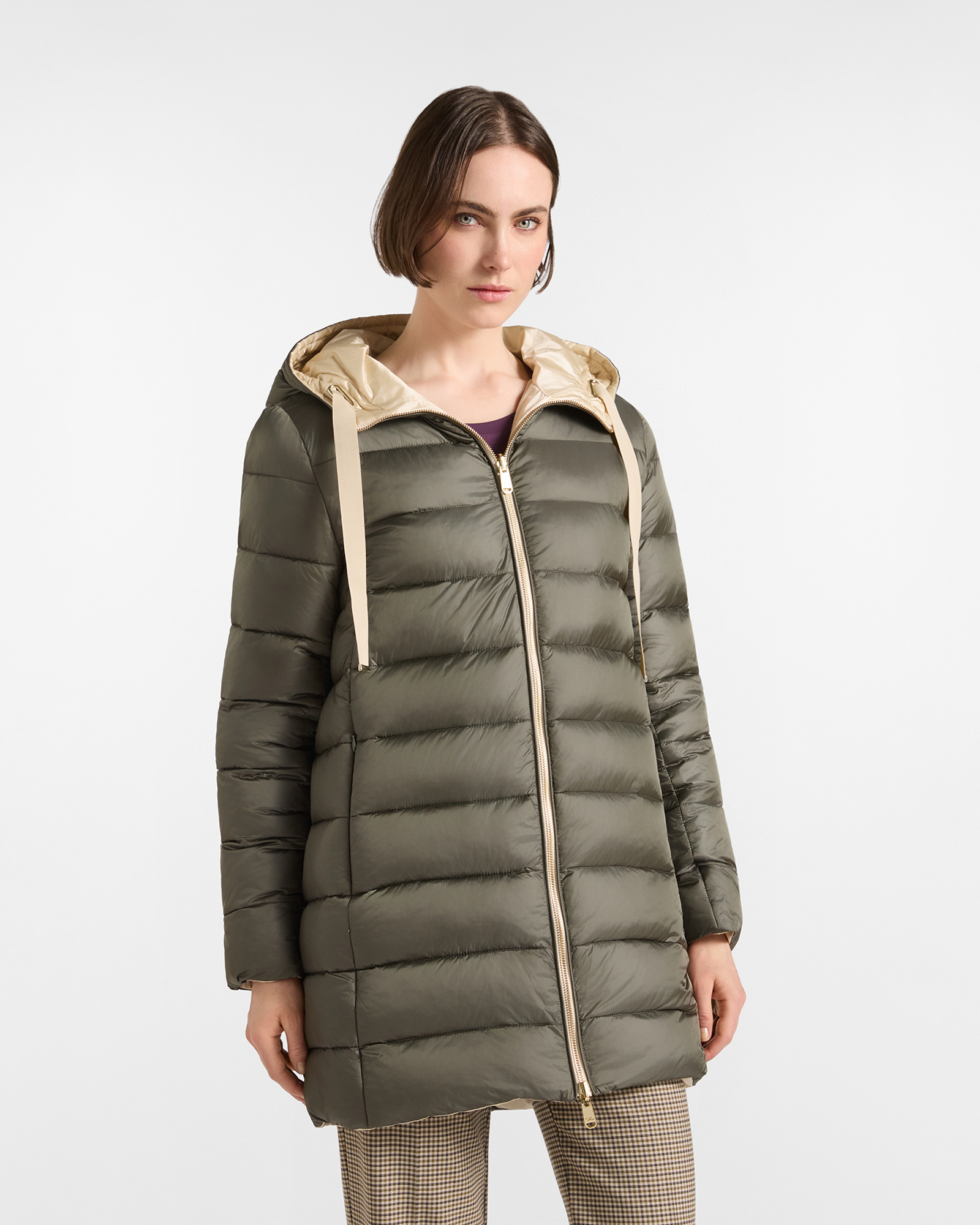Women&rsquo;s Reversible Two-Tone Petrol Green Padded Jacket