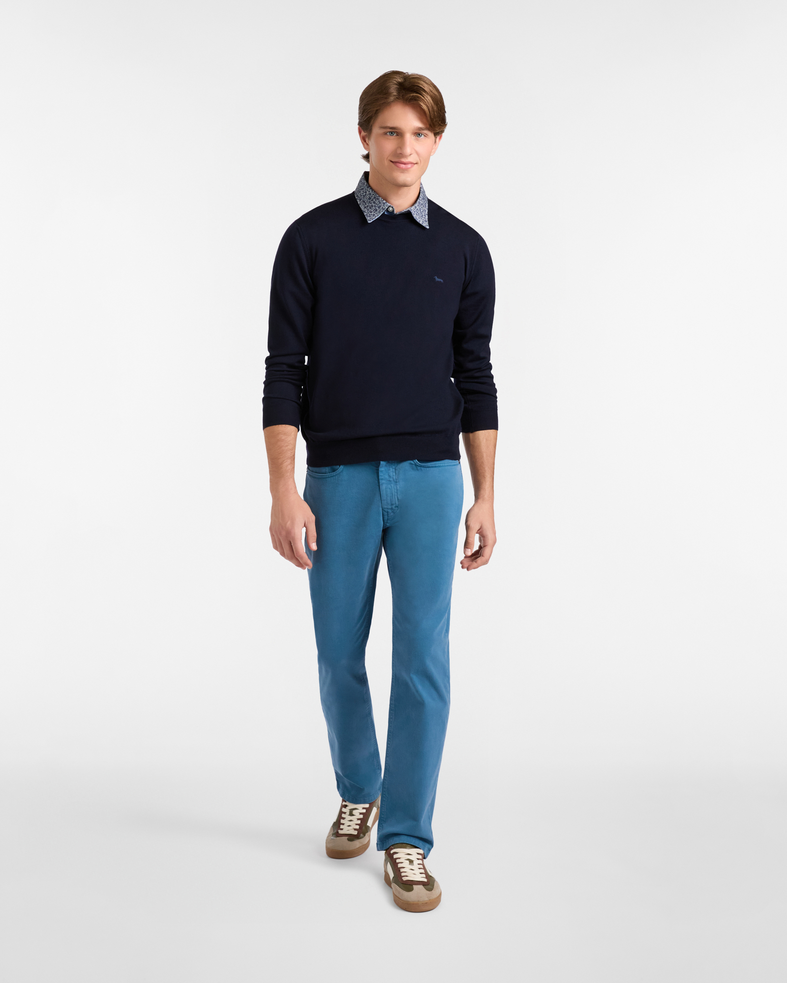 Crew Neck Merino Wool Sweater, Navy Blue, large image number 3