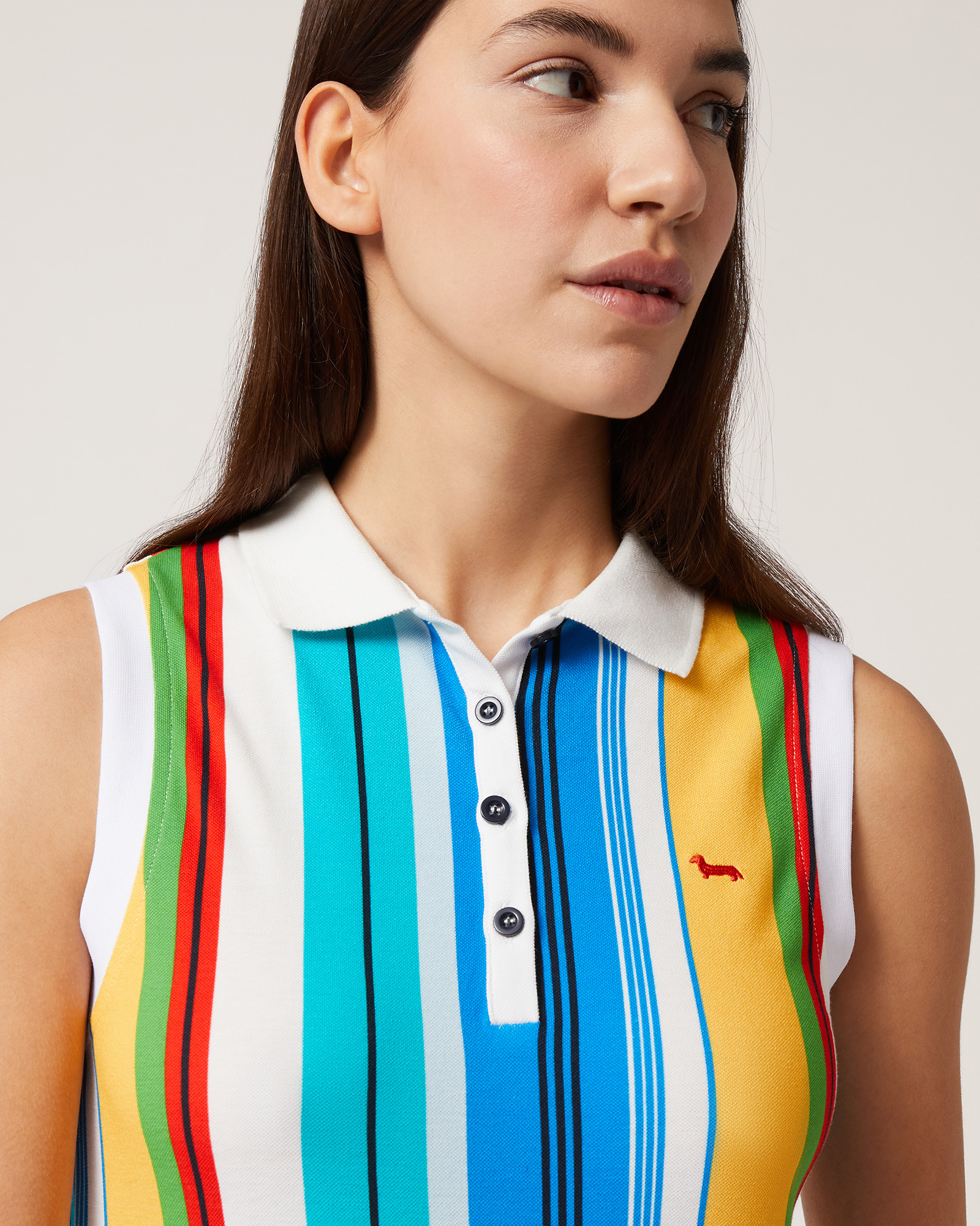 Multicolored Sleeveless Polo, Canary Yellow, large image number 2