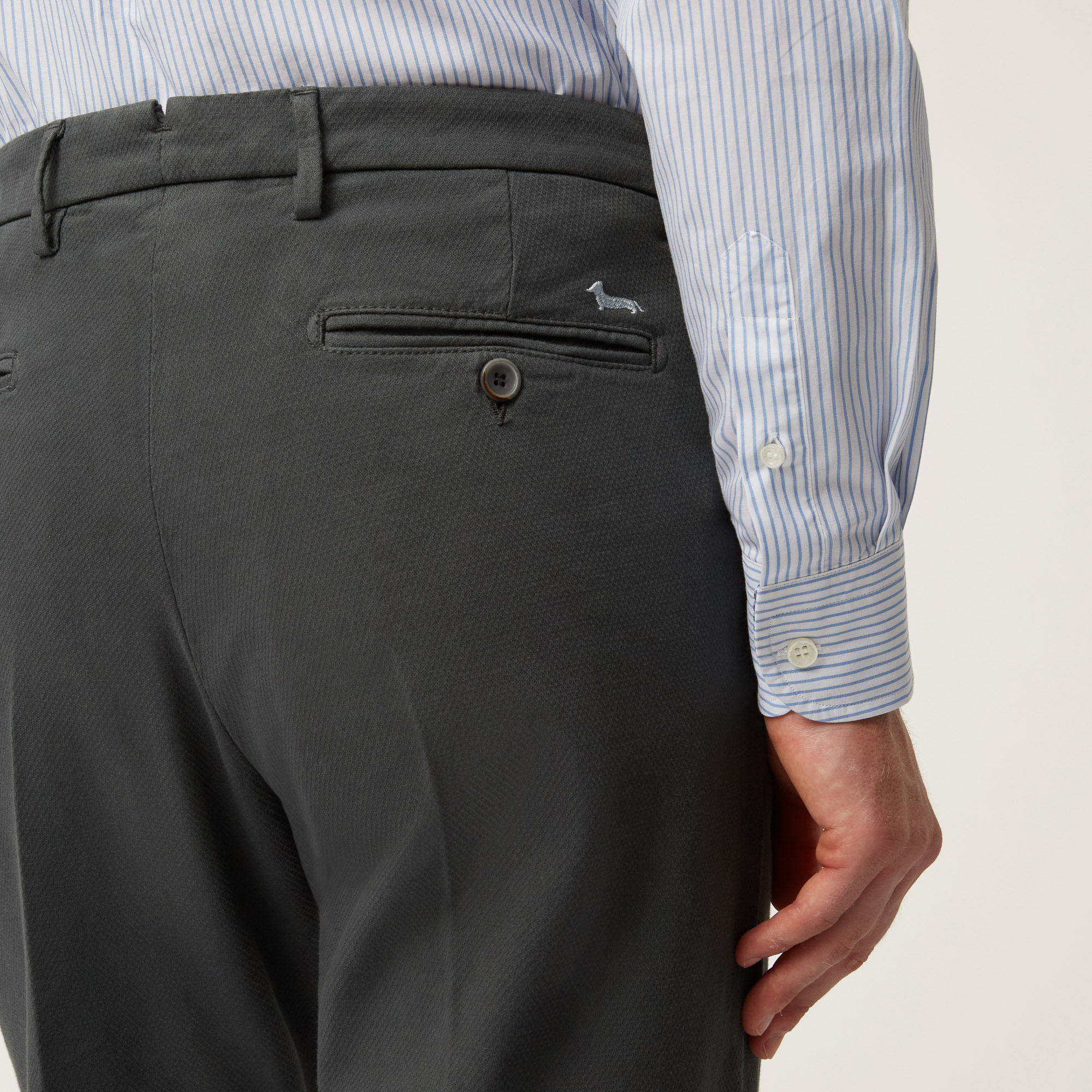 Pantalone In Cotone Stretch, Grigio, large image number 2