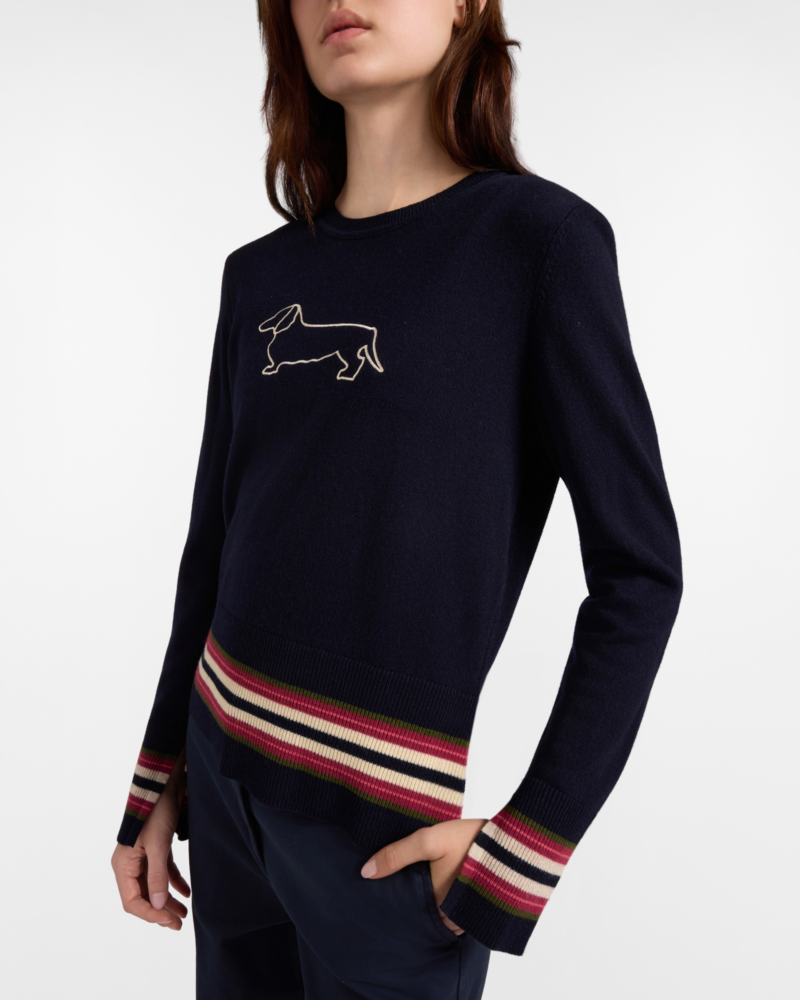 Maglia Donna in misto lana blu Regular Fit Made in Italy, BLU NAVY, large image number 2
