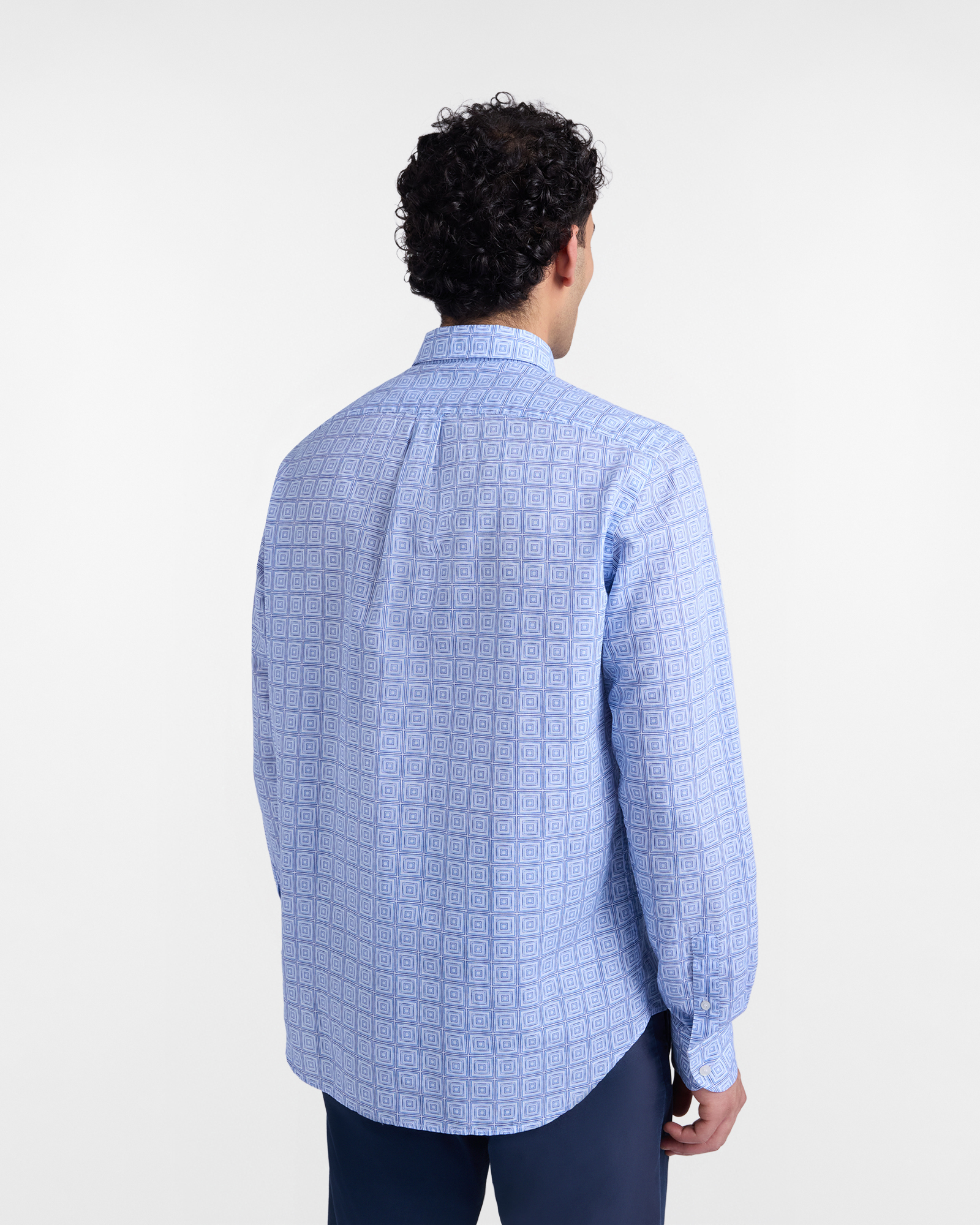 Camisa de hombre con estampado de azulejo, Celeste, large image number 2